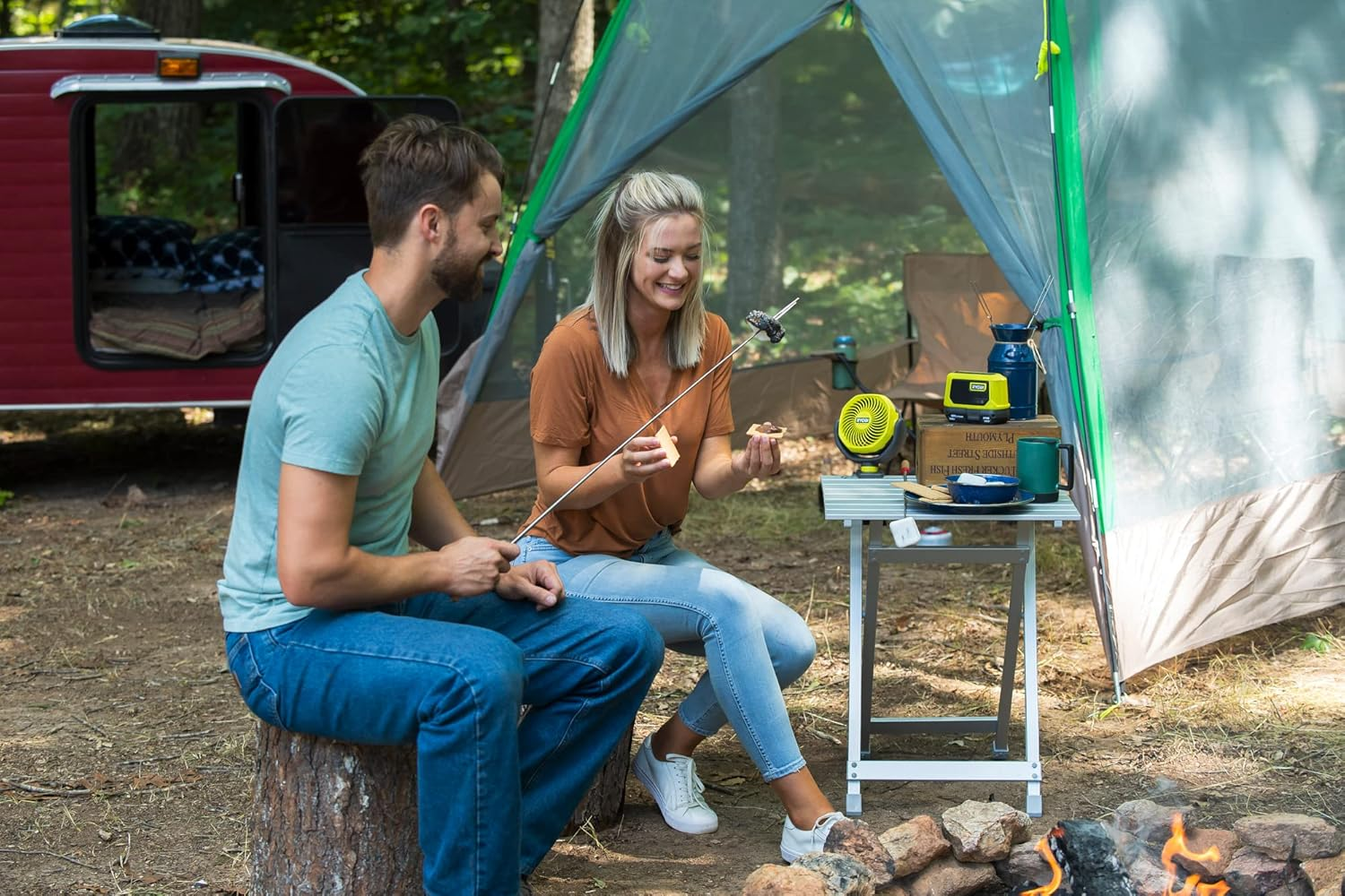 Ryobi 18 V Battery Clip Fan RCF18-0 (Compact and Portable Battery Fan, Rubberised Mounting Clip, 2-Level Adjustment, Drum Diameter (Cm) 10, without Battery & Charger in Box), Green image number 5