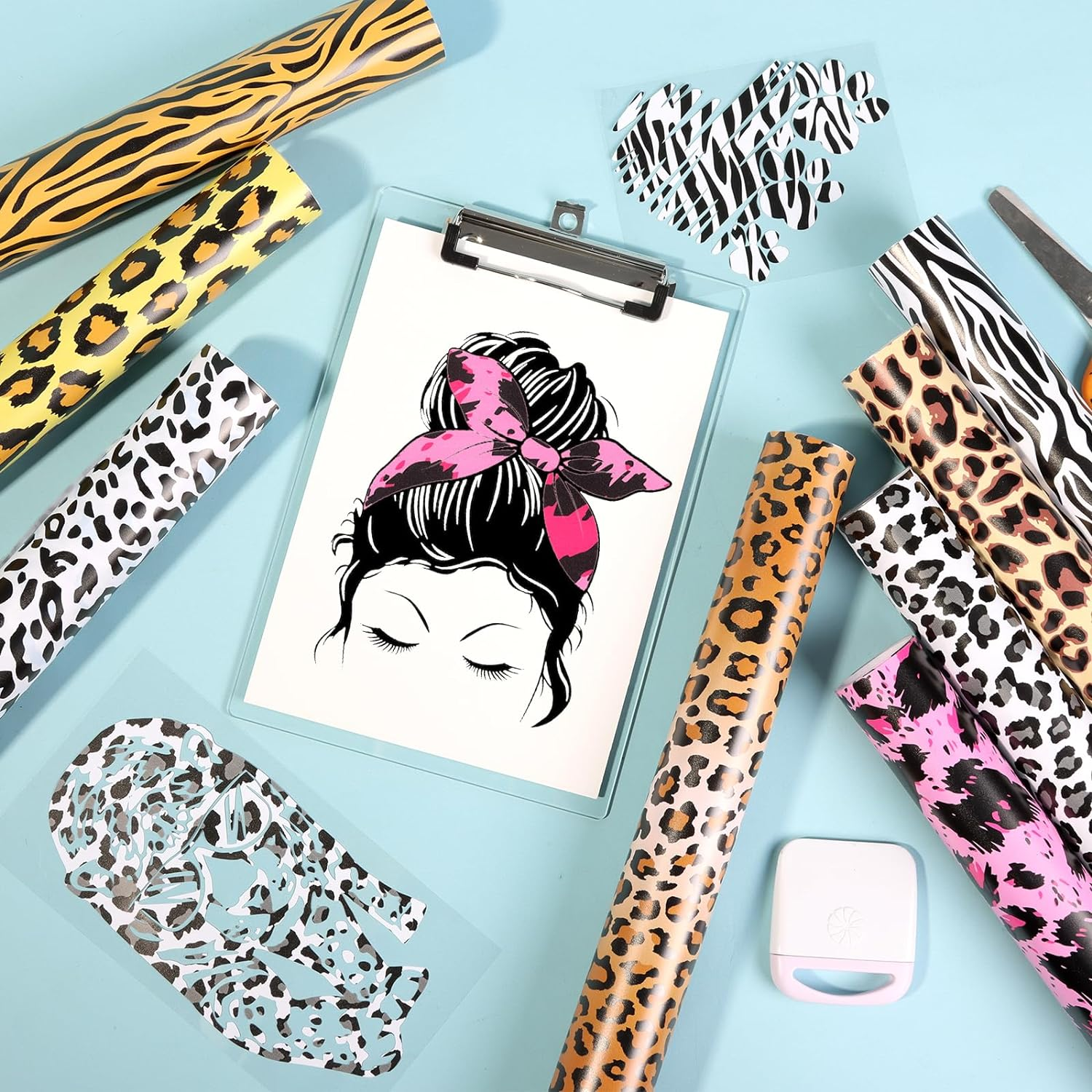 Tintnut Leopard Permanent Vinyl - 8 Sheets 12"X10", Cheetah Permanent Vinyl Sheets, Pattern Adhesive image number 1