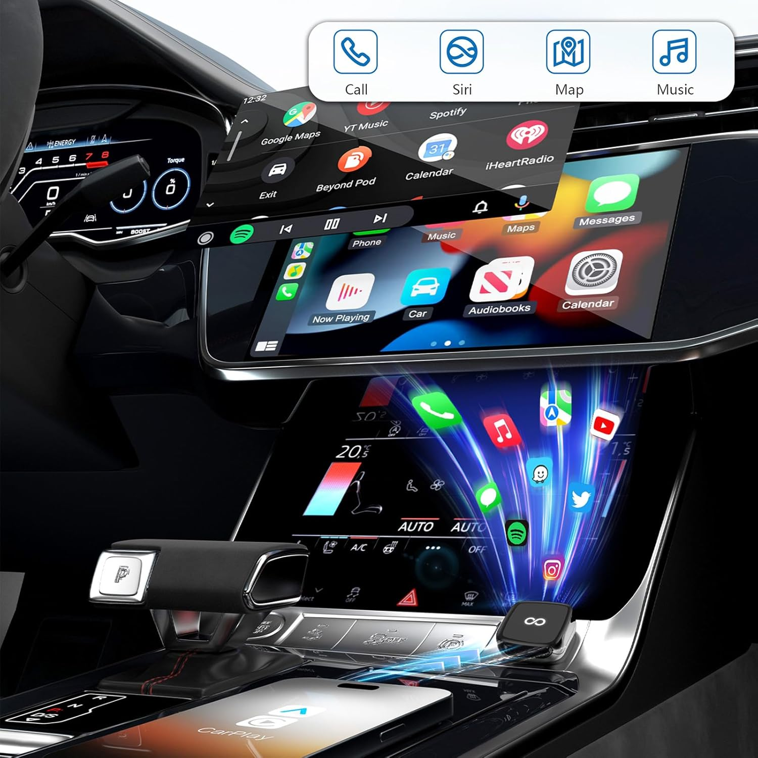 Wireless Carplay Adapter, 2025 Upgrade Mini Edition, Convert Wired to Wireless Carplay Adapter for Ios 10+ & Cars from 2015+, Fast Stable Dongle Connect, Usb/Type-C Extension Cable image number 5