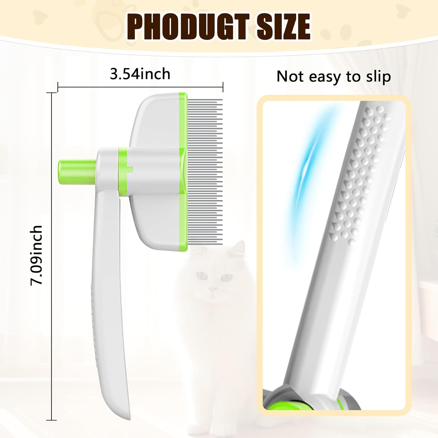 Oiuyamn 360-Degree Rotating Cat Hair Removal Comb with One-Click Release Button - Multifunctional Pet Grooming Tool for Cleaning Shedding Hair Indoor Use - Yellow image number 4