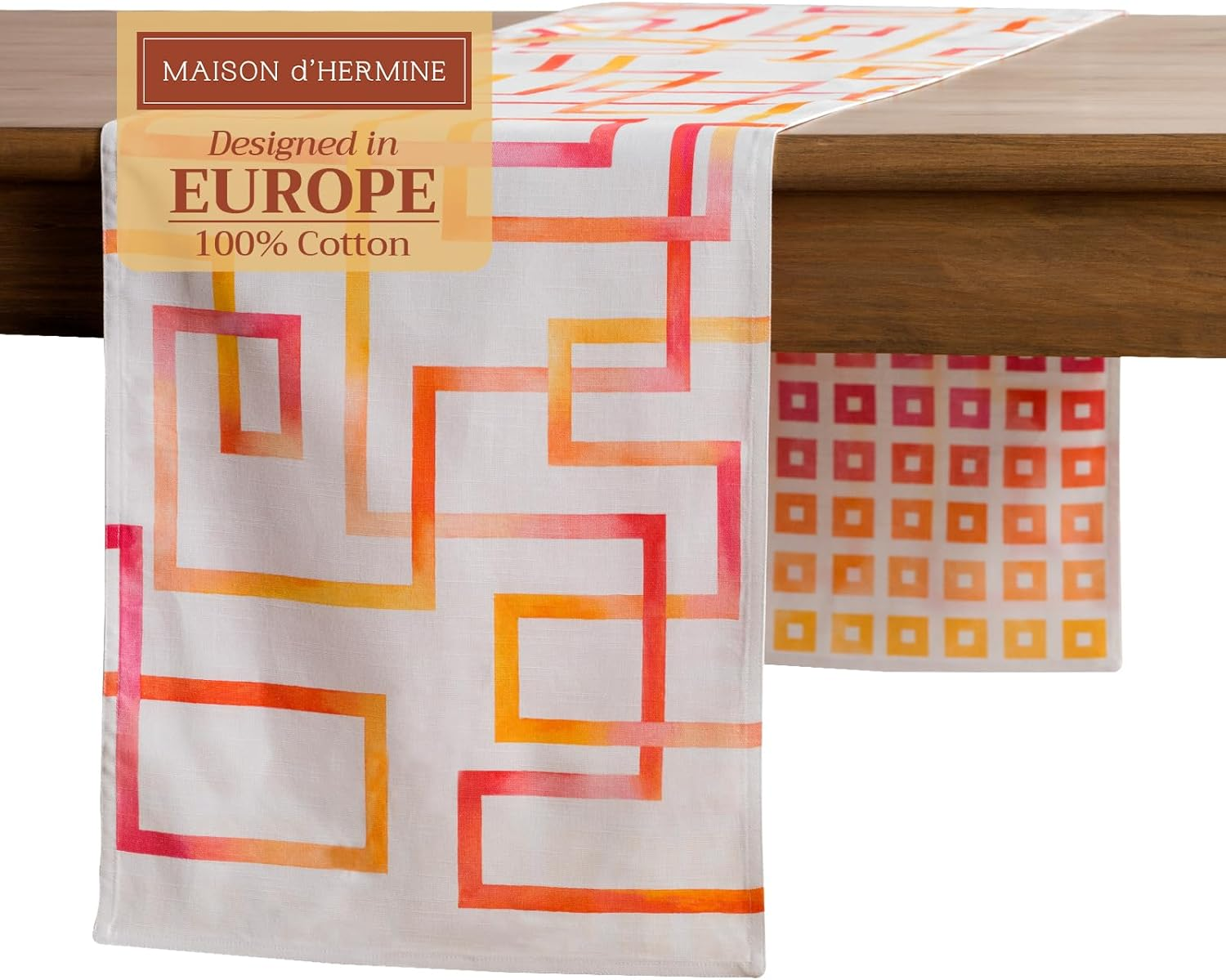 Maison D'Hermine Table Runner 100% Cotton Double Layer Table Runners 72 Inches Long Decorative for Home Kitchen Dining Party Baby Shower Wedding Bridal Shower Spring Summer (Summer Maze, 14.50" X 72") image number 6