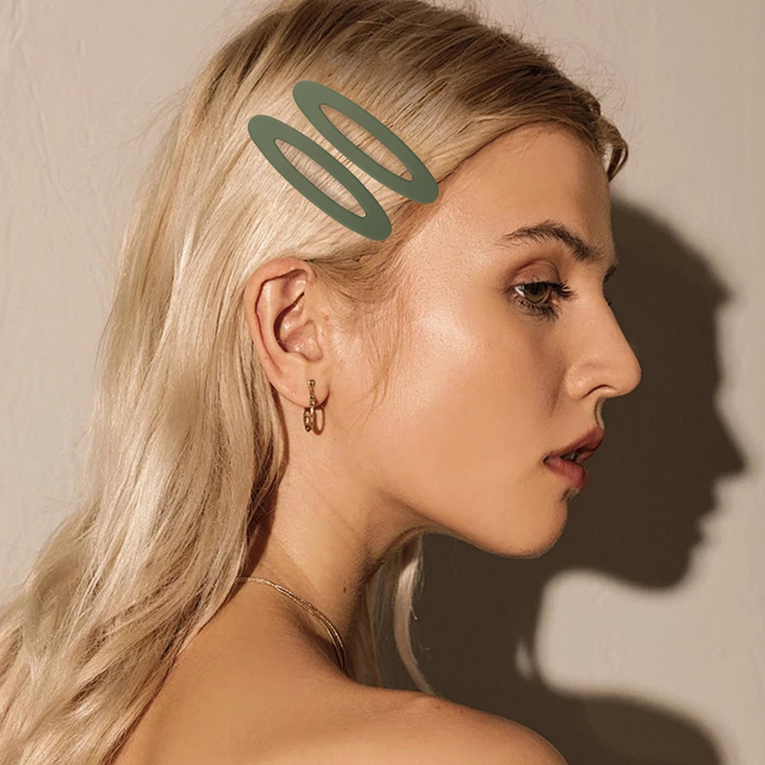 4PCS Large Snap Hair Clips Green Matte Hair Barrettes for Girls Women Hair Accessories (9CM)