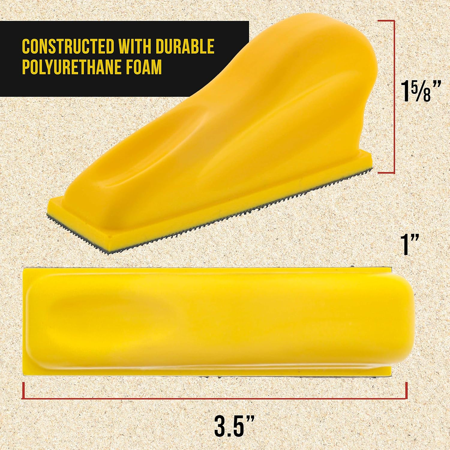 Dura-Gold Micro Hand Sanding Block Kit, 3.5&rdquo; X 1&rdquo; Pad, Hook & Loop Backing, 40 Sandpaper Sheets, 5 Each 60, 80, 120, 180, 220, 320, 400, 600 Grit - Wood Woodworking, Small Detail Finishing Sander image number 1