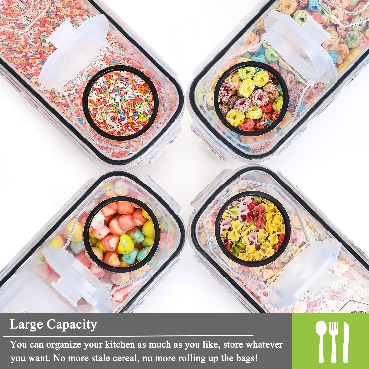 Cereal Containers Storage - 4 Pack Liter Airtight Large Food Storage Containers & Cereal Dispenser for Pantry Organization and Storage with 1 Marker 8 Labels (Clear, 4 Liter/Each) image number 4