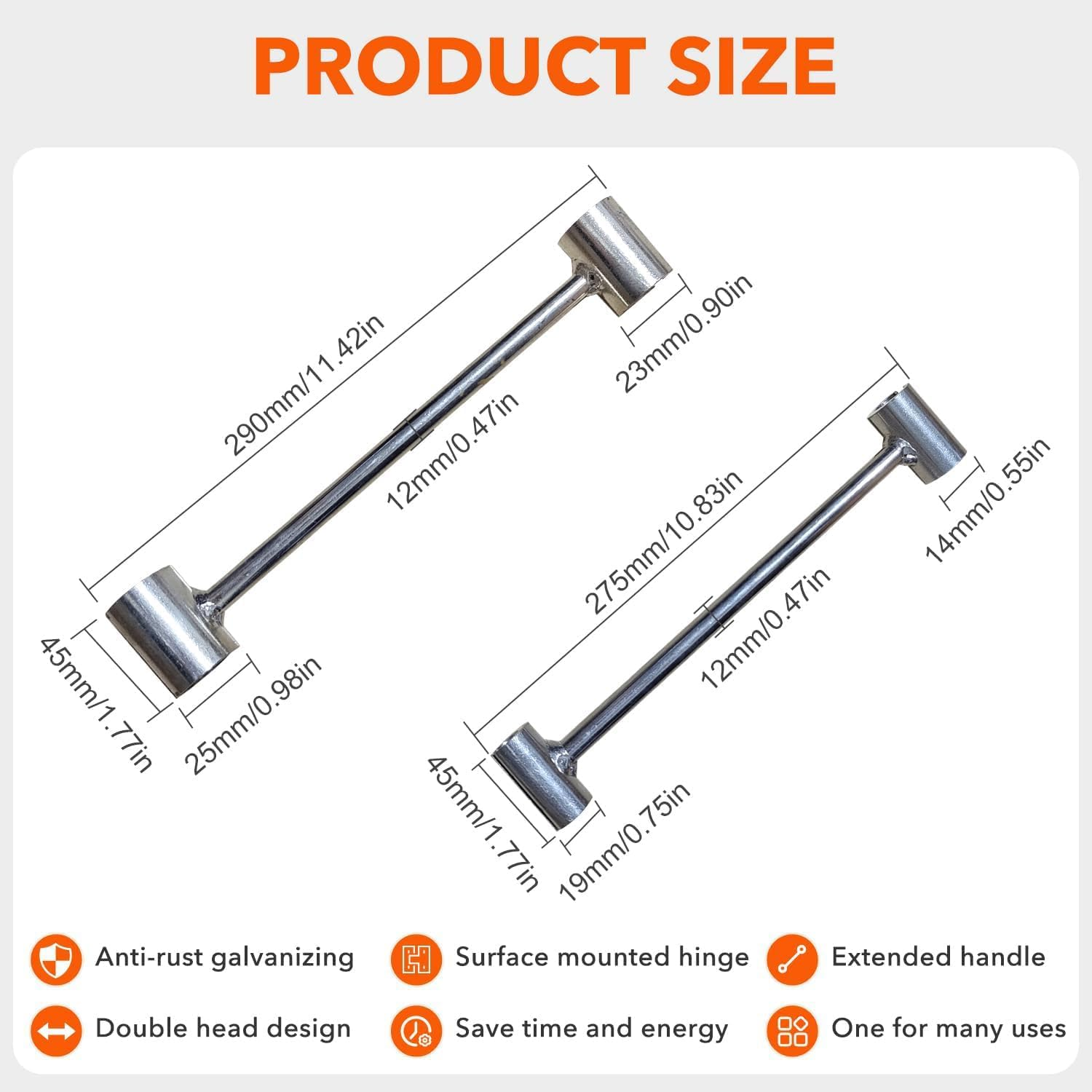 2 PCS Door Hinge Adjustment Tool, Heavy Duty Hinges Gap Adjusting Wrench, Double-Head Door Hinge Repair Spanner, Door Alignment Hand Tool for Flag Hingehinge Wrench for Various Door Hinge Gaps