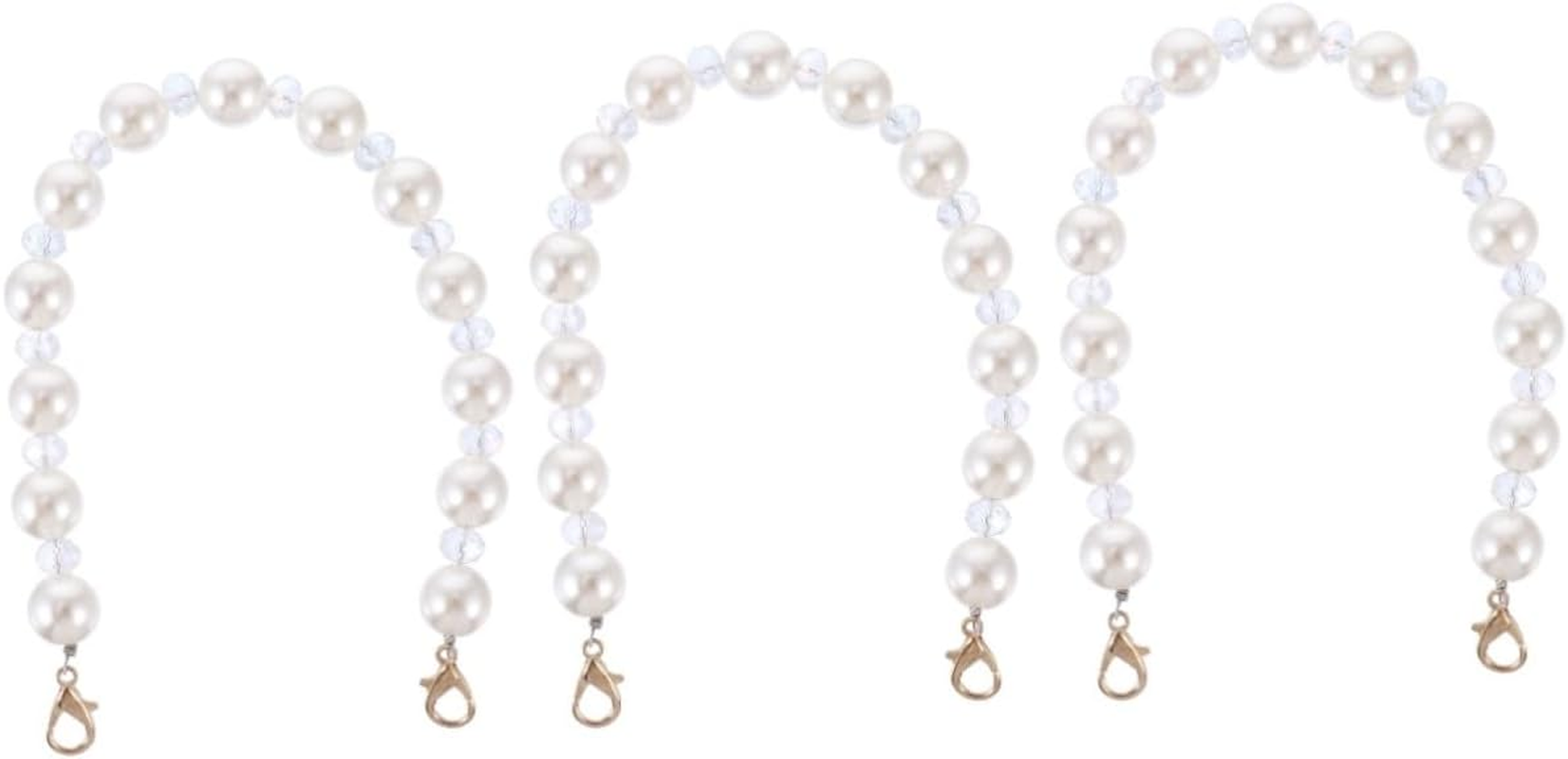 LALAFINA 2Pcs Pearl Bag Chain Replacement Pearl Handbag Chains for Purse Strap Travel Handbag Luggage Strap Use