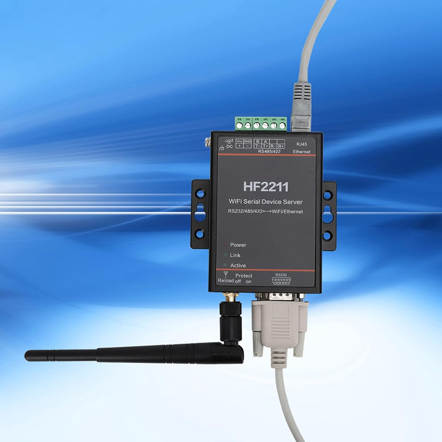 HF2211 Serial Device Server, RS232/485/422 to Wifi and Ethernet DTU Short Message Communication Module, 5-36VDC Serial Data Communication Device Support image number 6