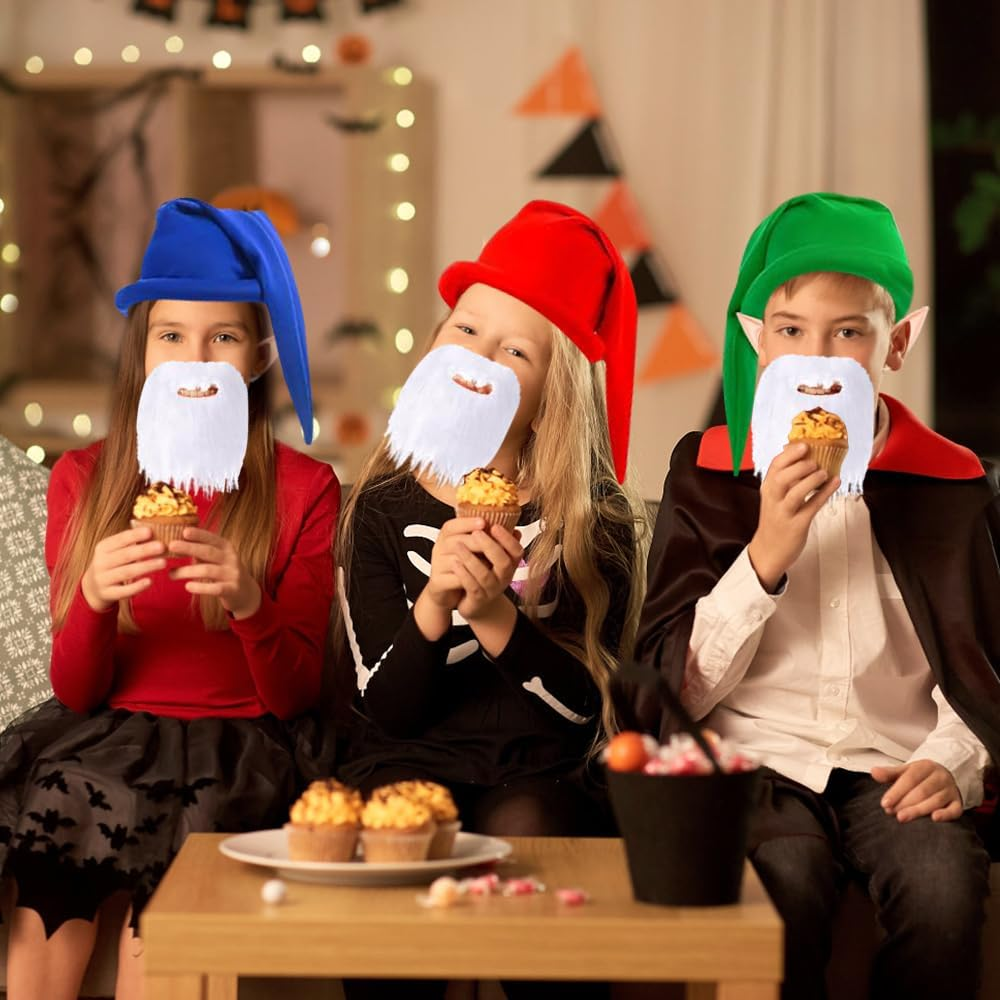 Fayrvind 21 Pieces Dwarf Costumes Accessories,Including Dwarf Hats Fake Ears and White Fake Beard Gnome Costumes for Adults Halloween Christmas Fairy Tale Party image number 3