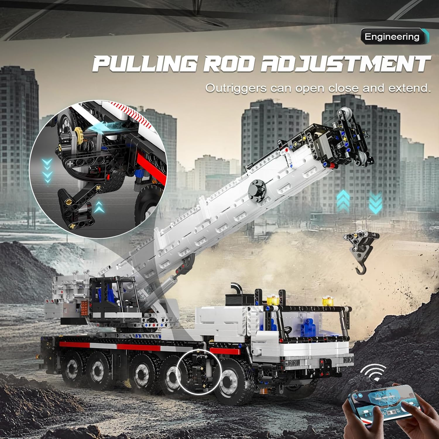 Mould King 17075 Remote Control Crane Building Set, 3248+PCS STEM Building Construction Toy for Kids Adults &ndash; LTM1110 RC Excavator Toy with App & Remote Engineering Toys image number 3