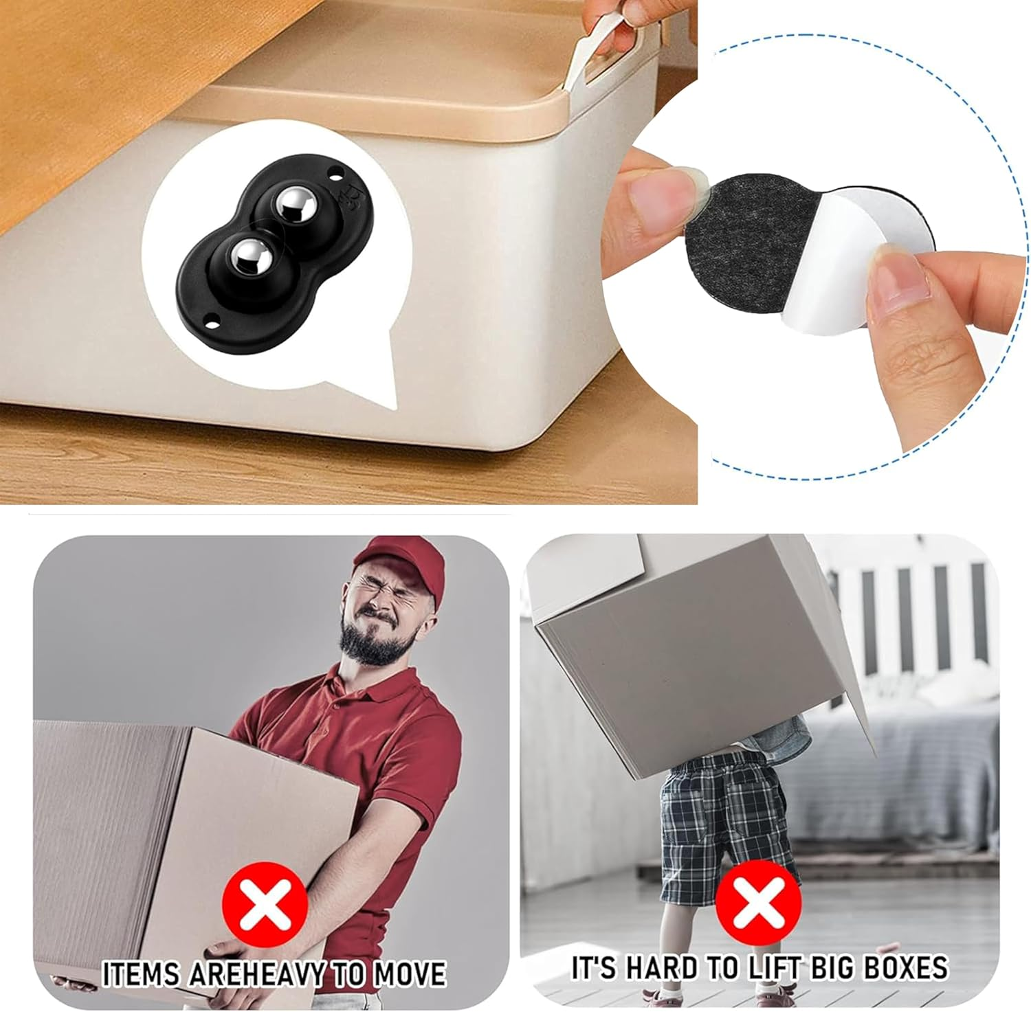 4 Pcs Furniture Movers Sliders,Heavy-Duty Furniture Slider Set,360&deg; Swivel Mini Coffee Slider, Appliance Rollers for Kitchen Appliances, Small Sticky Pulley for Furniture (2 Balls) image number 1