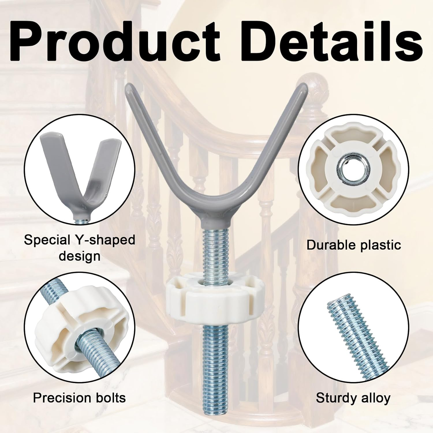 4Pcs Baby Gate Bannister Adapter, Universal Y Spindle Rods Stair Railing Adapters to Pressure Mount Pet & Child Proof Safety Gates Indoor Outdoor Use image number 2