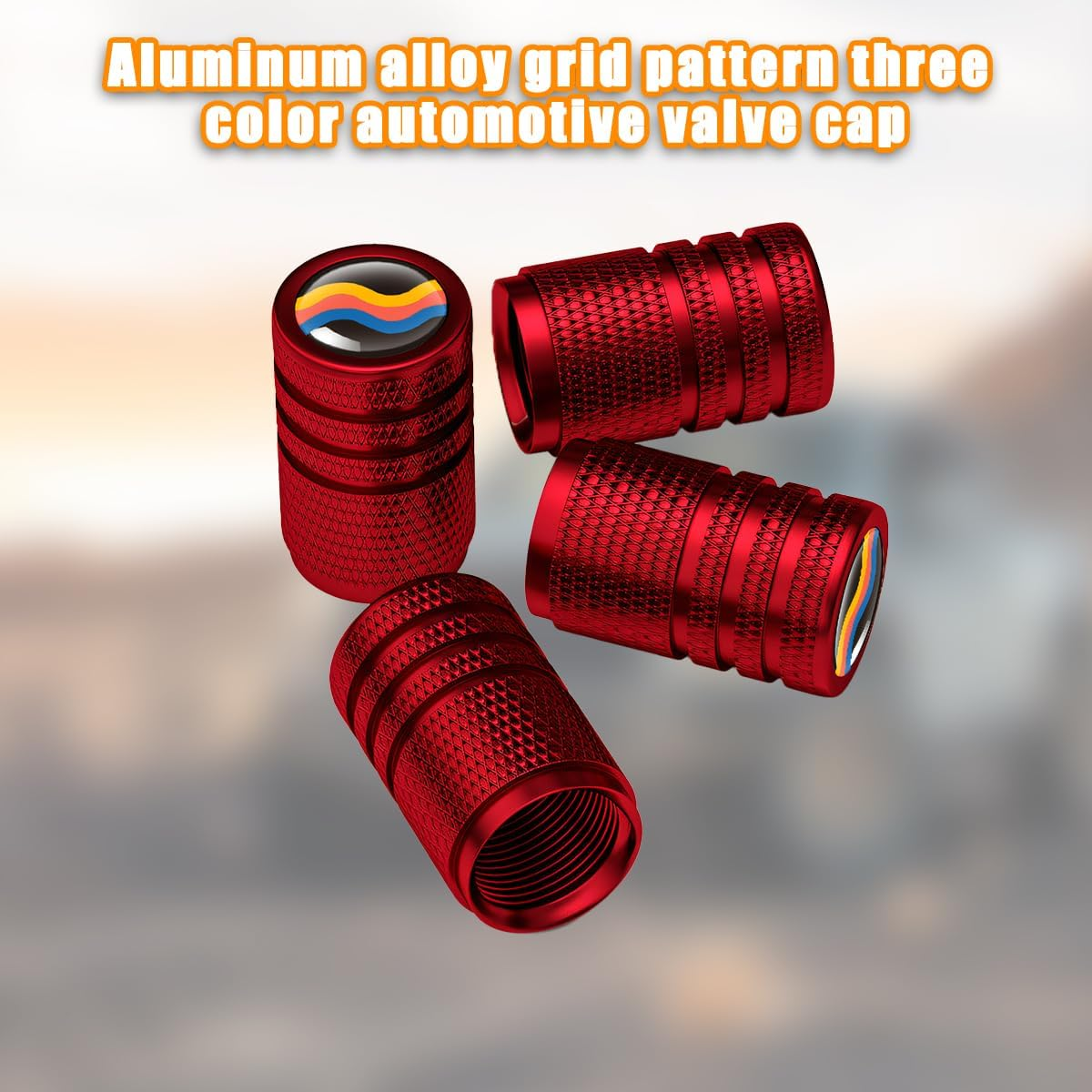 JNNJ 4 Pieces Car Wheel Tyre Valve Stem Cap, Aluminium Alloy Dust Caps for Car Tyres, Aluminium Alloy Tyre Valve Cover, Universal Car Valve Stem Cover (Red) image number 5