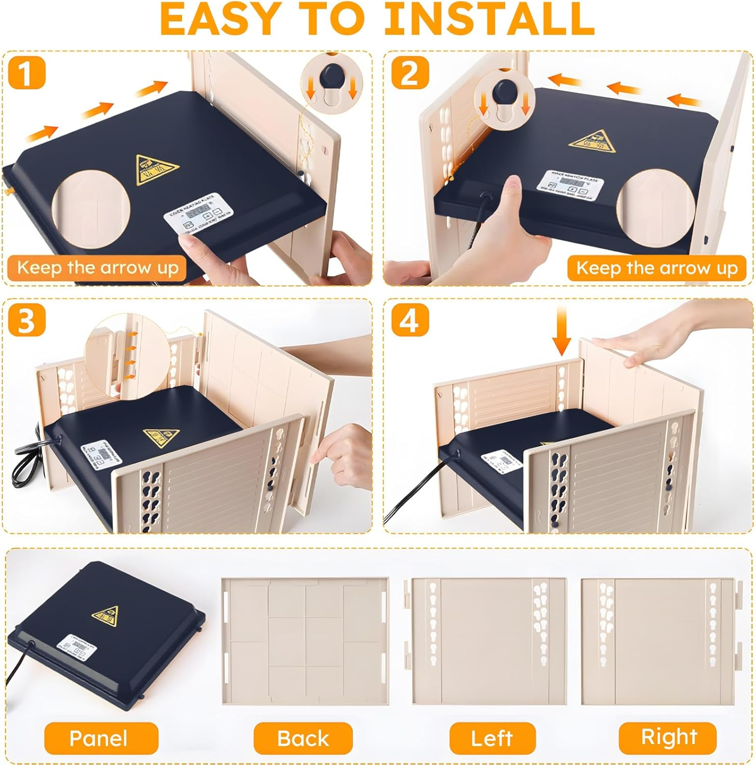 Brooder Heater for Chicks, Three-Sided Windproof Chicks Heating Plate for 15 Chicks, 25W Chicken Brooder Warm with Adjustable Height and Angle Chicken, 26.5 * 27.5Cm Brooder Warm image number 6