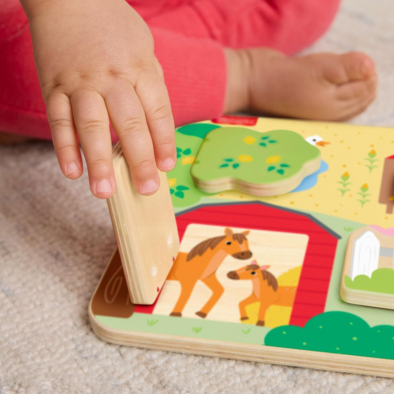 Fisher-Price Baby & Toddler Toy Wooden Farm Animal Board Busy Activity for Developmental Play for Infants Ages 1+ Years image number 5