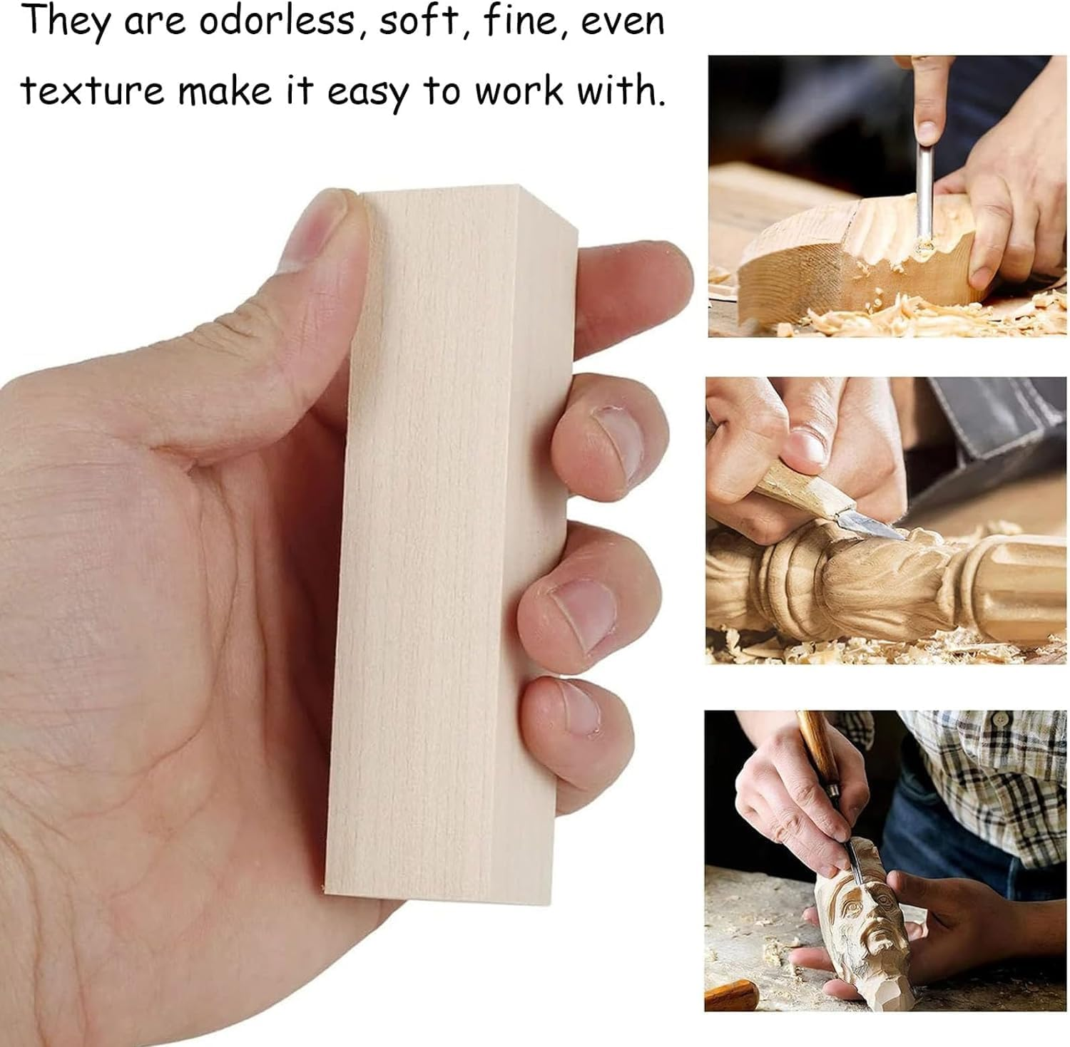 14 PCS Wood Carving Blocks, Basswood, Rectangular, 10 X 2.5 X 2.5 Cm, DIY, Carved Handicrafts