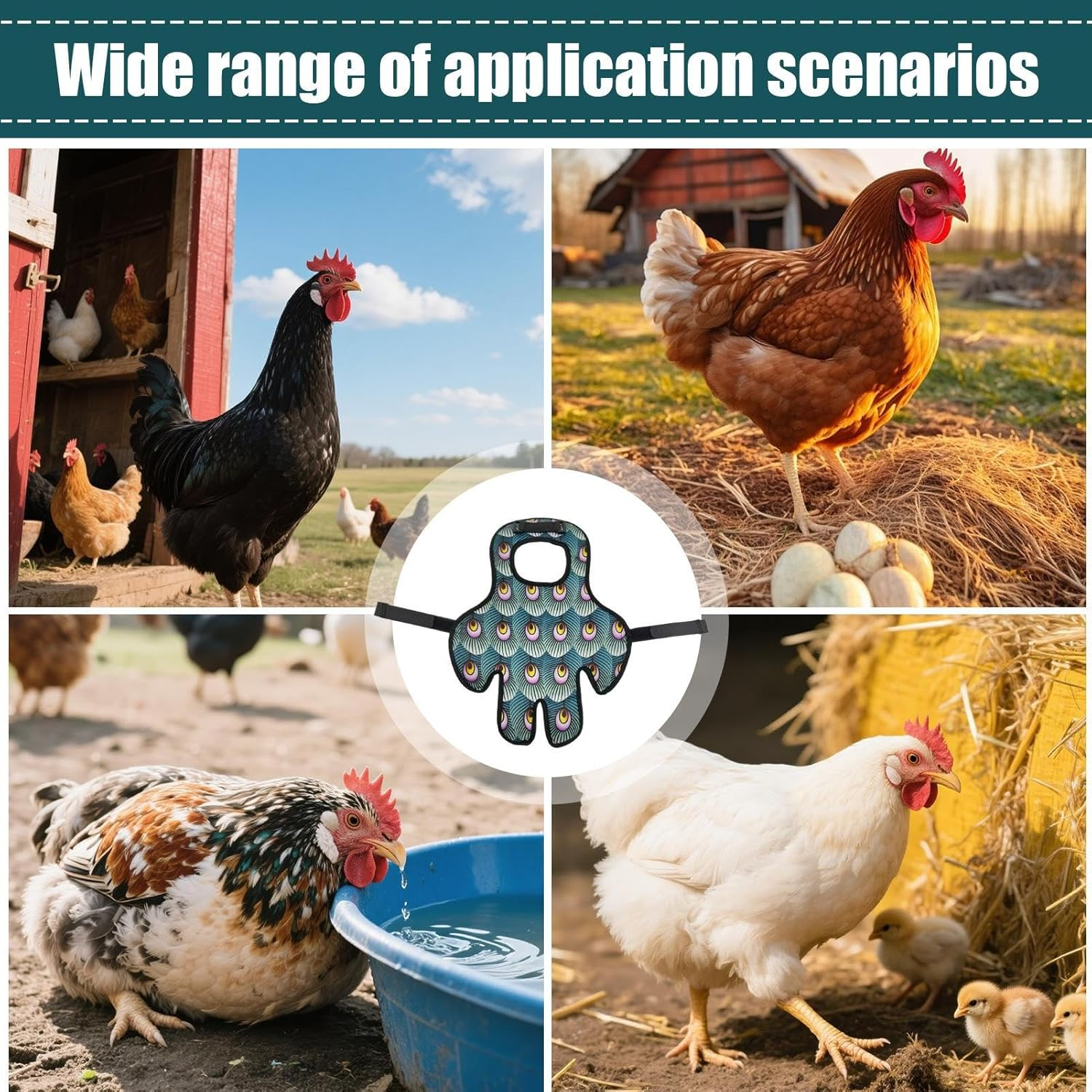 Chicken Saddle for Hens,Chicken Apron Back Protector for Hens with Adjustable Strap - Poultry Back Feathers Protection Vest Jacket Clothes for Backyard Patio Lawn Outdoor Garden Farm