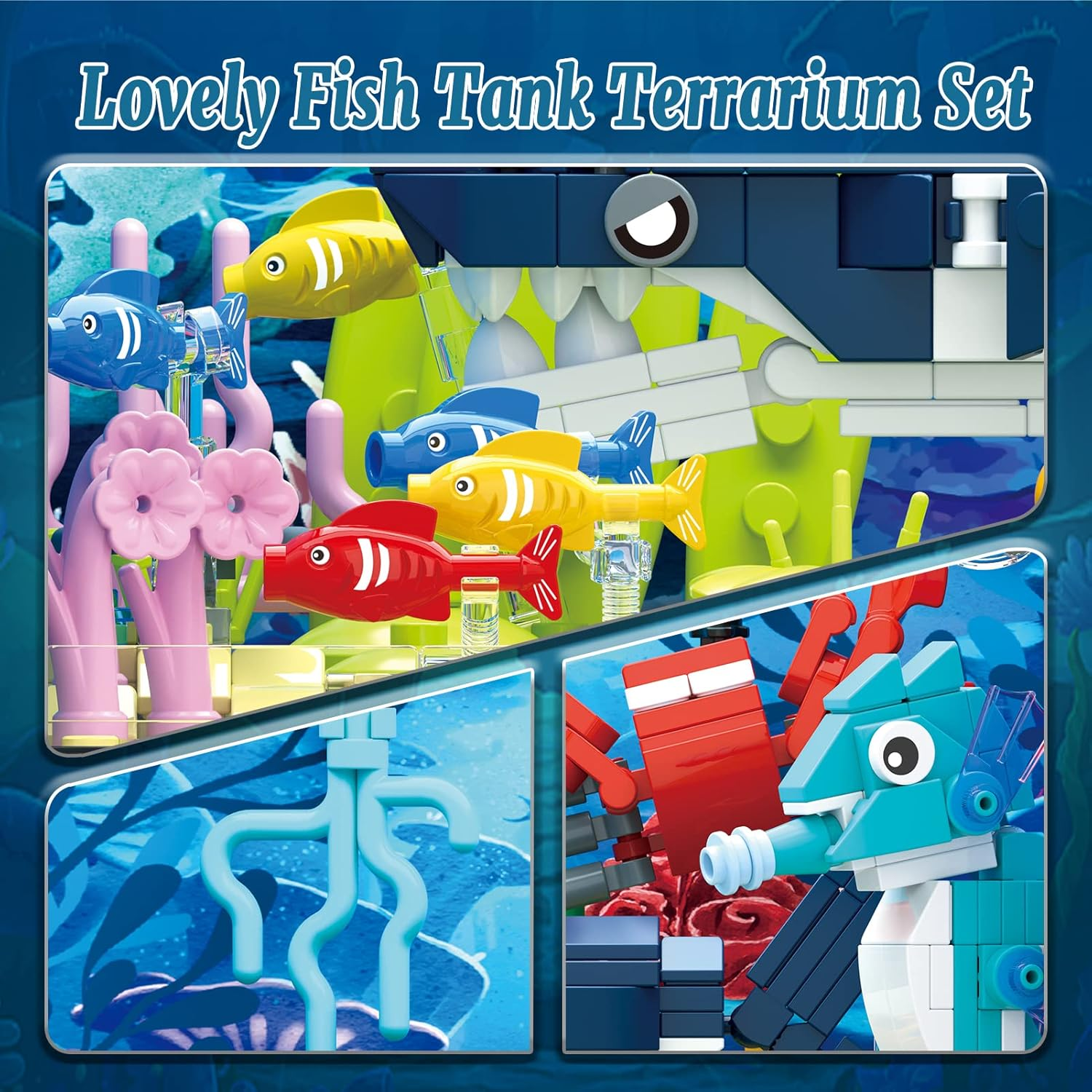 Creator Shark Fish Tank Building Kids Toys Set with Light, Shark Building Construction Toys Sets, Ideas Gifts for Kids, Boys and Girls, Adult, Nice Aquarium Decor for Ocean Lovers (648 PCS) image number 0