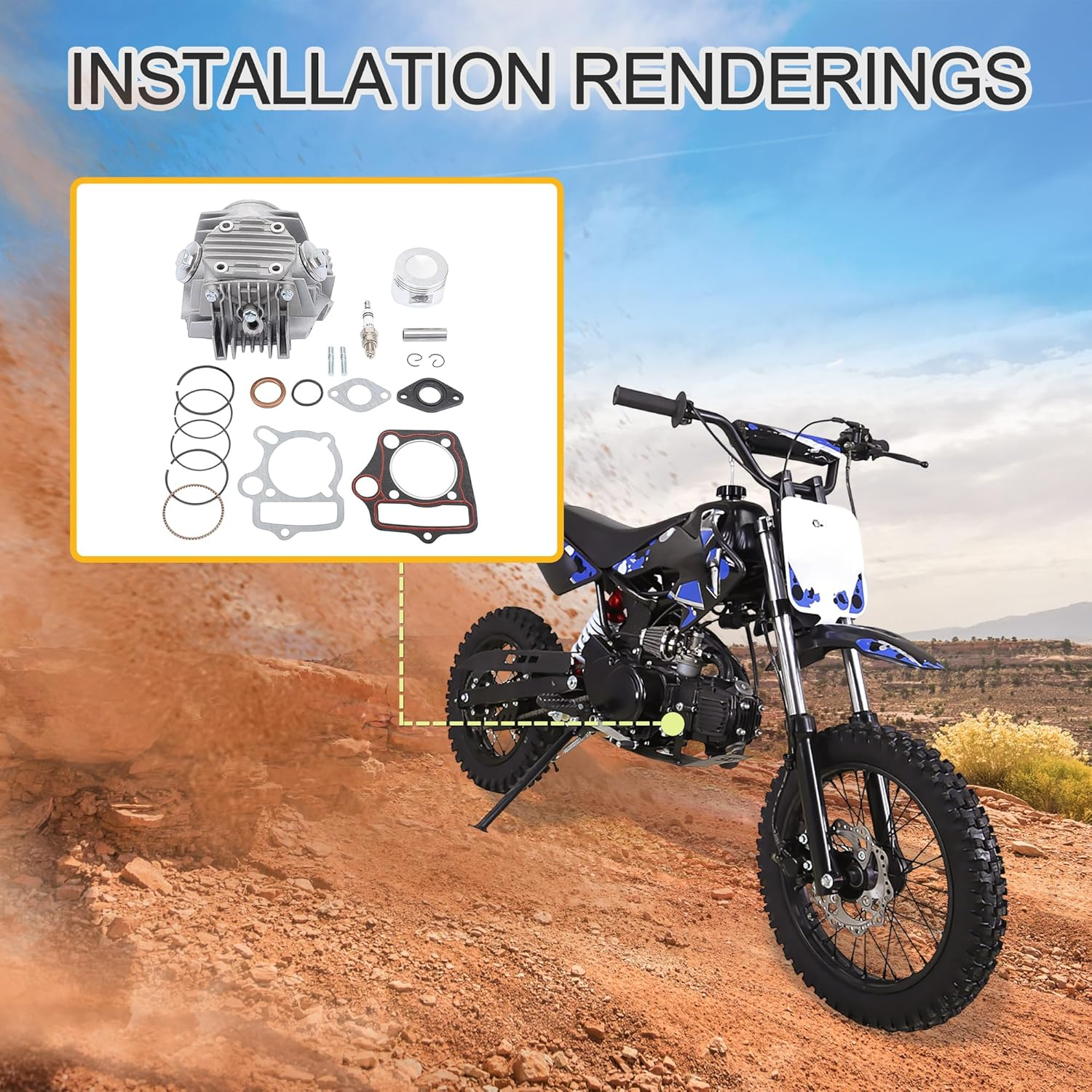 GOOFIT Cylinder Head with Piston and Gasket for 110Cc Atv Scooter Dirt Bike image number 6