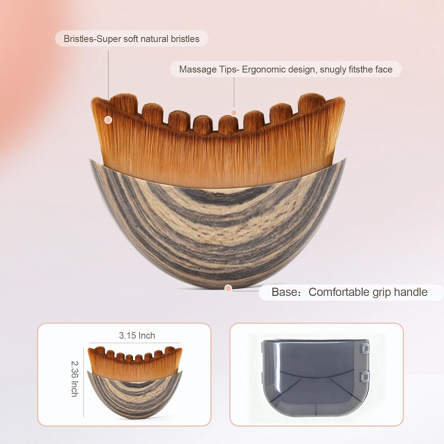 2 PCS Lymphatic Contour Face Brush, Manual Lymphatic Drainage Massager, Natural Makeup Brushes with Durable Soft Bristles, Hypoallergenic Ergonomic Facial Cleansing Brush for Sculpting image number 6