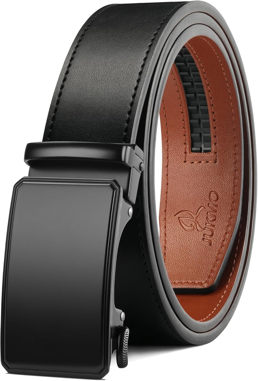 JUKMO Men&rsquo;S 35Mm Leather Ratchet Belt with Original Slide Buckle in Gift Box