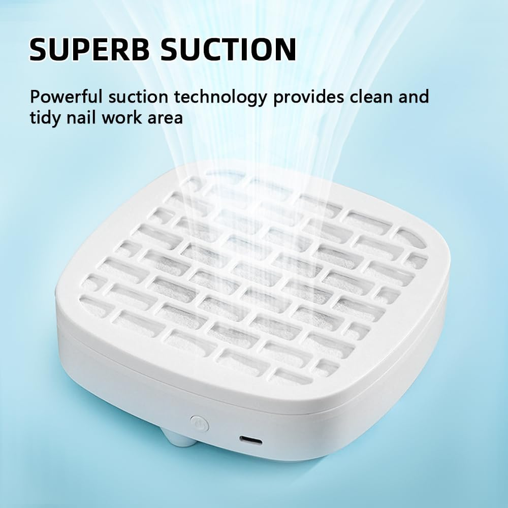 Nail Dust Collector with 30PCS Filter Pads and Nail Dust Brush, Vacuum Fan Dust Collector for Beginner Mini Dust Suction Machine Manicure Pedicure Tool for Acrylic Nail Polishing for Home Use image number 4