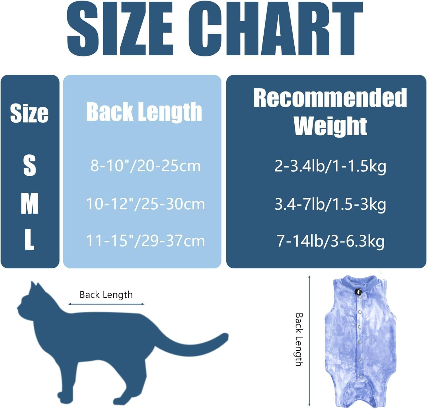 Cat Recovery Suit for Abdominal Wounds or Skin Diseases,Professional Breathable Surgical Recovery Suit,After Surgery Wear anti Licking Wounds,E-Collar Alternative for Cats and Dogs (Blue-L) image number 1