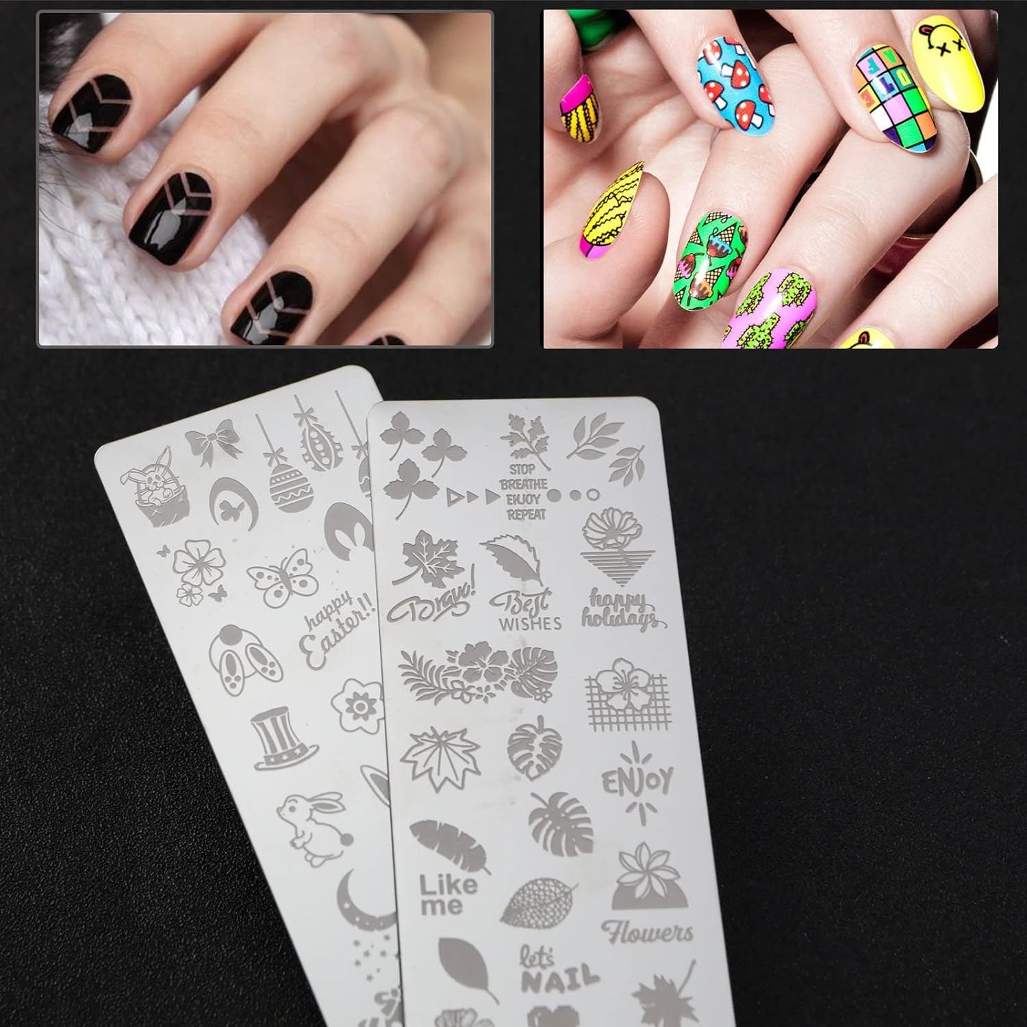 Emsea 13PCS Nail Art Stamping Plates with Scraper Leaves Flowers Animals Patterns Manicure Template Tools for Nails Decoration Professional DIY Salon image number 2