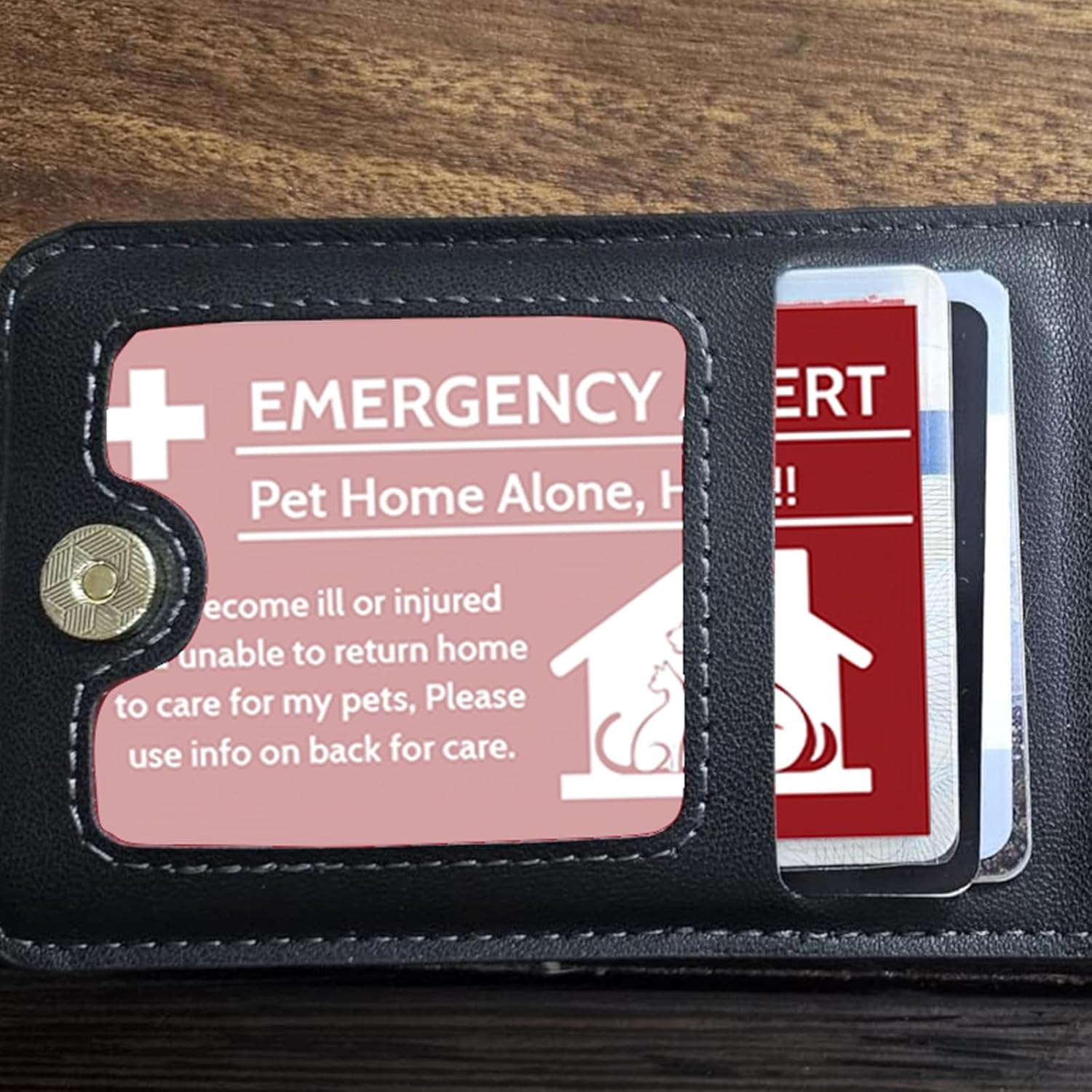 10 Pcs My Pet Is Home Alone Emergency Contact Wallet Card Writable with 10 Pcs Sleeves and 2 Pcs Emergency Alert See Wallet Pet Card for Detail Keychain Tag