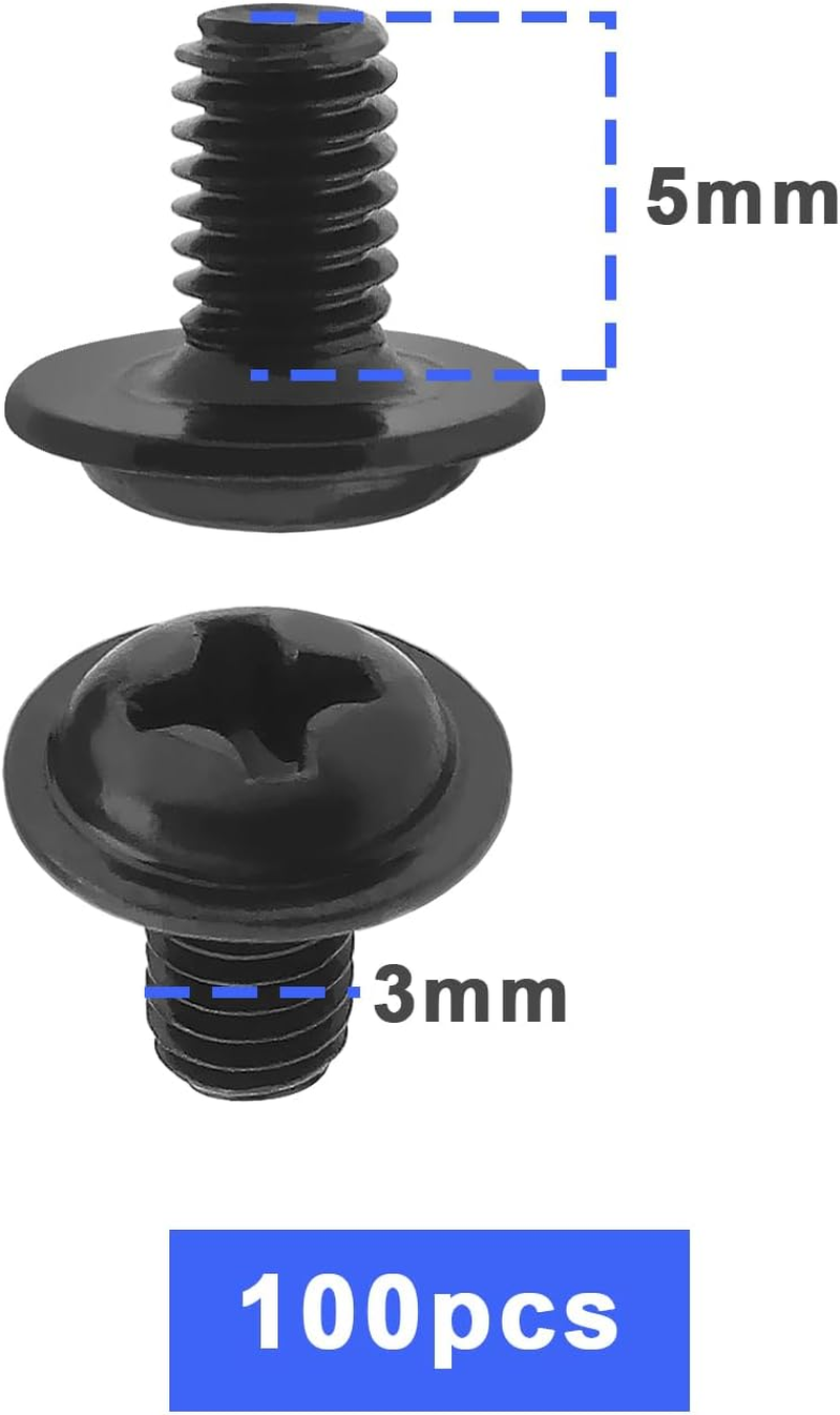 VGOL 100PCS PC Motherboard Screws M3X5Mm Crosshead Machine Screws Metal Motherboard Case Mounting Screws Computer Components Black image number 2
