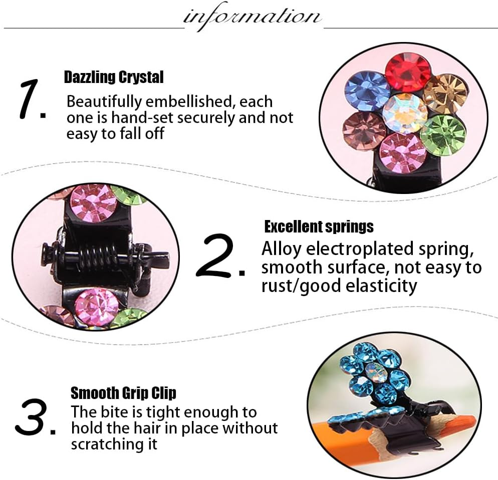 36 Pieces Colourful Mini Hair Clips, Mini Hair Claw Clips, Butterfly Hair Clip, Mini Rhinestone Hair Clips, Mixed Colour Small Hair Clips for Everyday, Party, Prom image number 3