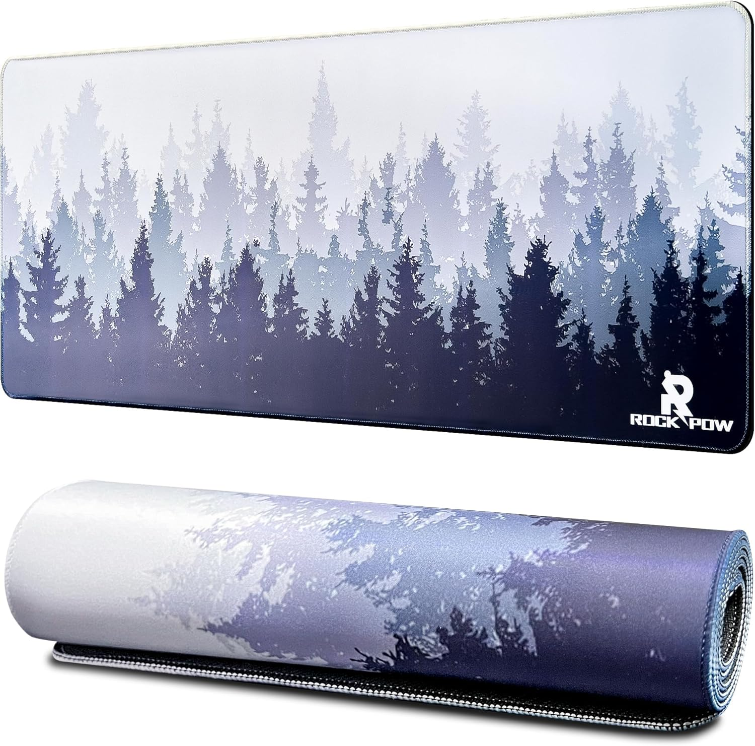 ROCK POW Large Gaming Mouse Pad XXL with Stitched Edges, Extended Gaming Mousepad, Waterproof Keyboard Pad, Anti-Slip Surface Computer Desk Mat, Forest, 31.5X11.8In (80X30Cm)