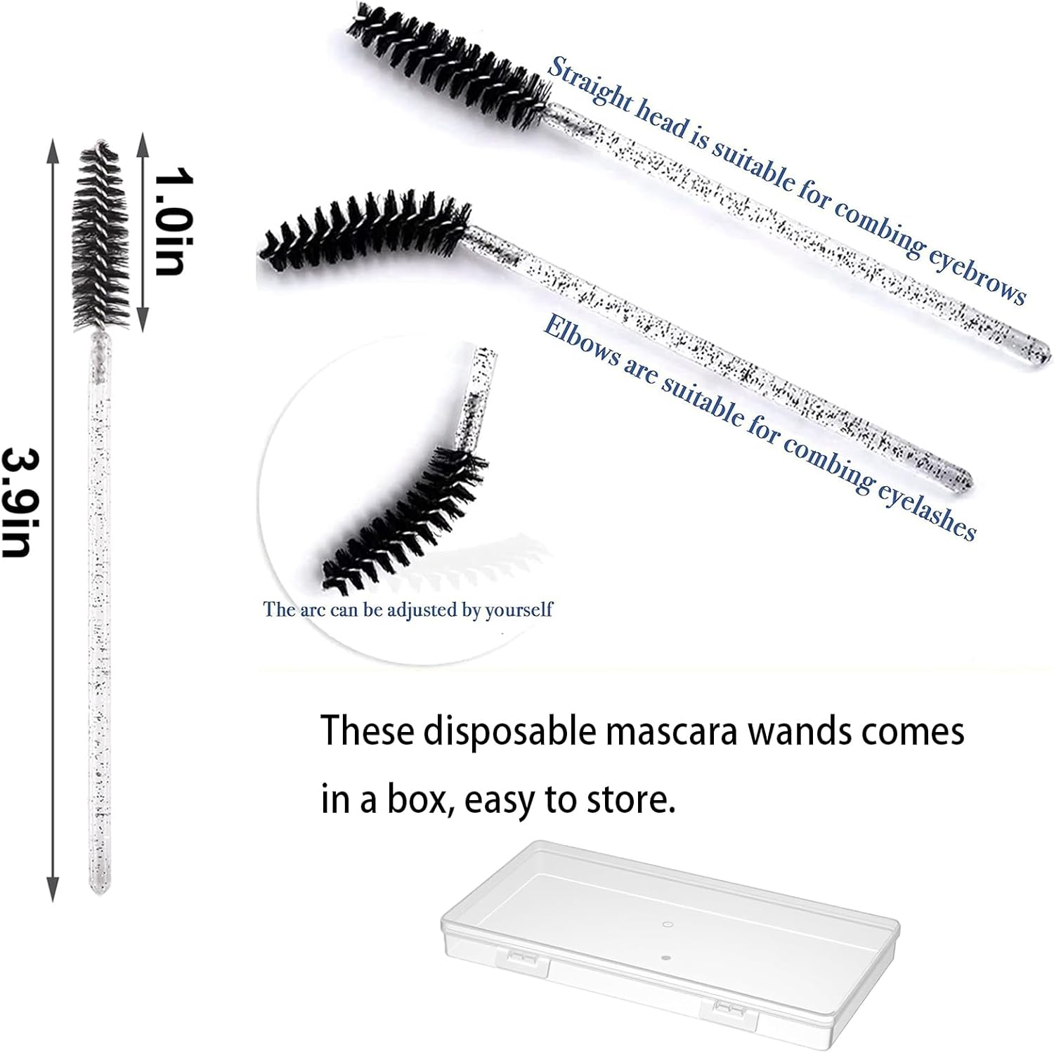 150 PCS Disposable Eyelash Brushes, 10 Color Mascara Wands with Storage Container, Lash Eyebrow Spoolie Brushes Kit with Soft Flexible Head for Eyelash Extensions, Eyebrow and Makeup image number 1