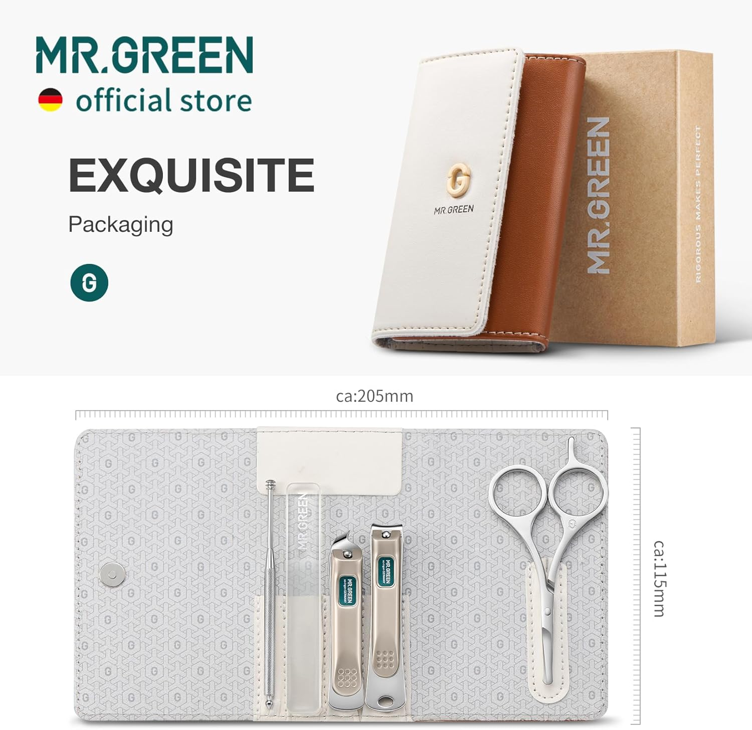 MR.GREEN Colorful Manicure Set Practical Pedicure Kits Nail Clippers Personal Care Tools Facial Hair Scissors with Fashion Case (Mr-6685 Brown) - Mr-6683 Orange image number 2