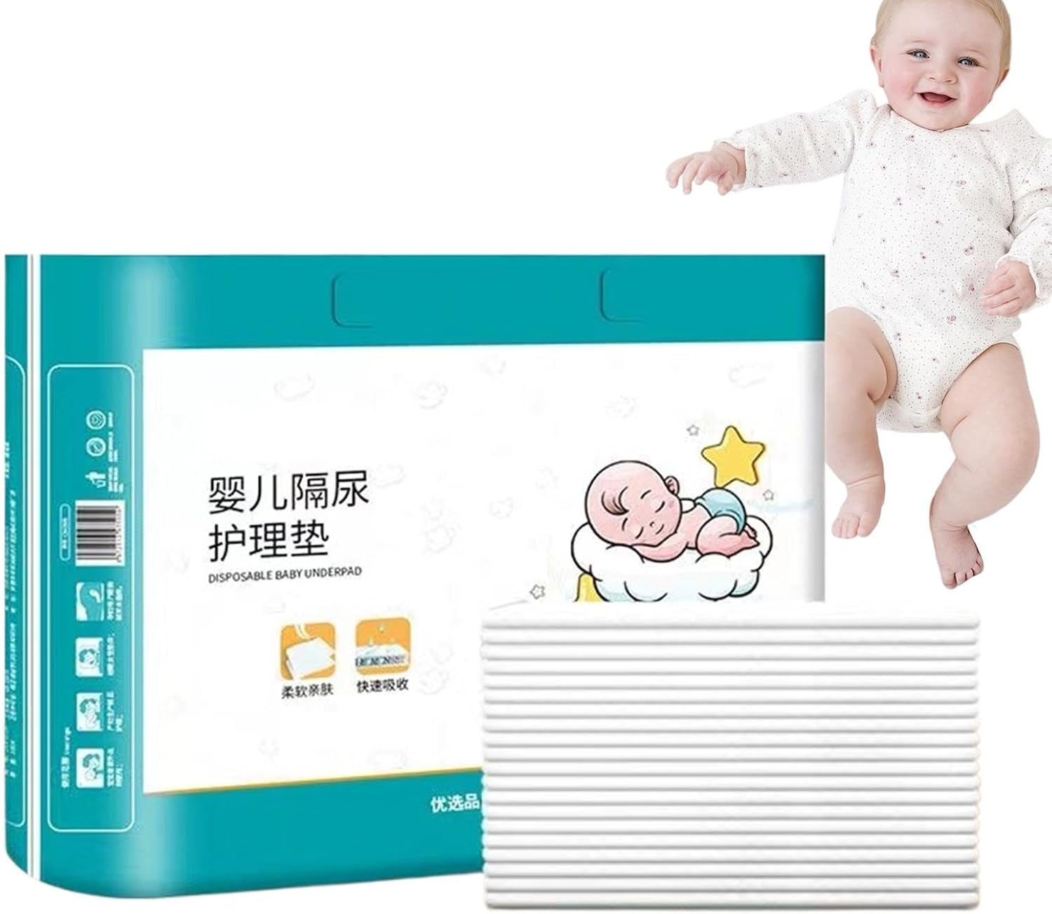 Baby Changing Pad Liners - 40X Leak Proof Mattress Pad Protector - Heavy Absorbency Reusable Pads, Baby Diaper Change Pad, Waterproof Changing Pad for Girls, Boys, Parents image number 3