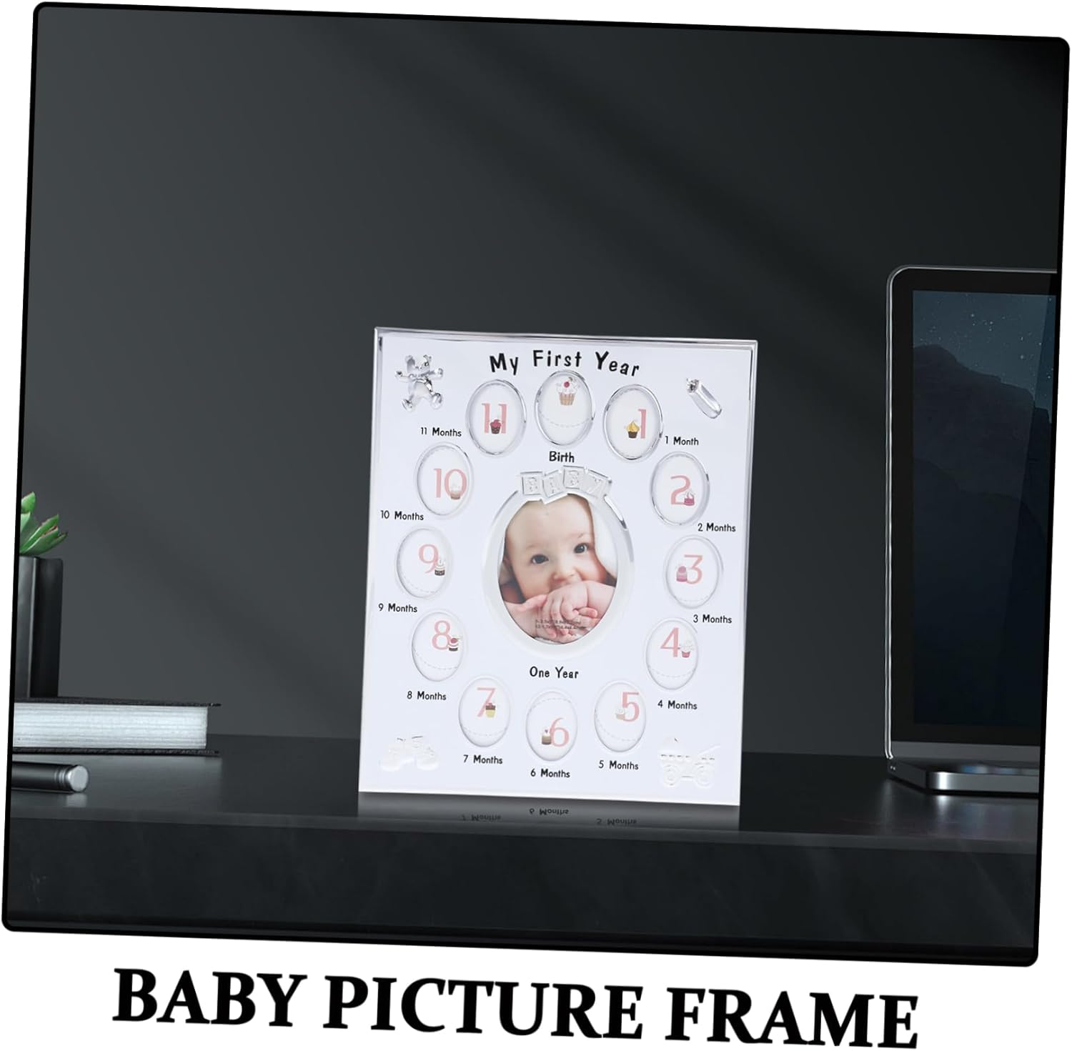 White Months Photo Frame Newborn Growth Record Display Rack for Boy Girl Cherishing Memories with Safe Material and Creative Design image number 4