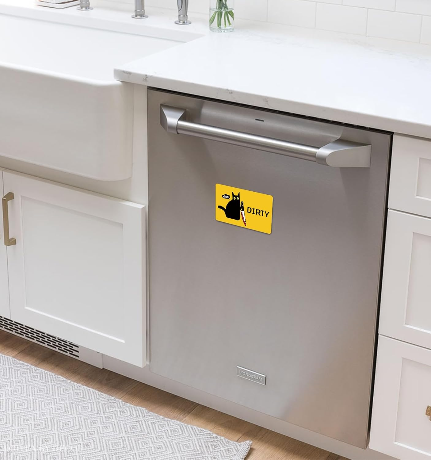 HSSPIRITZ Funny Cat Cute Cartoon Clean Dirty Dishwasher Magnet,Washing Machine Magnet Flip,Black Cat Kitchen Refrigerator Clean Dirty Sign,Double Sided Strong/Non Scratch(Black Cat) image number 1