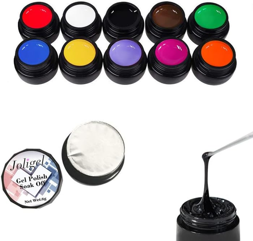 12 Colors Nail Painting Gel for Nail Drawing Lines Striping Painting Flowers Patterns Nail Art Set Nail Design Gel Polish UV LED for Nails Manicure Kit, White Black Blue Green Yellow Orange Pink