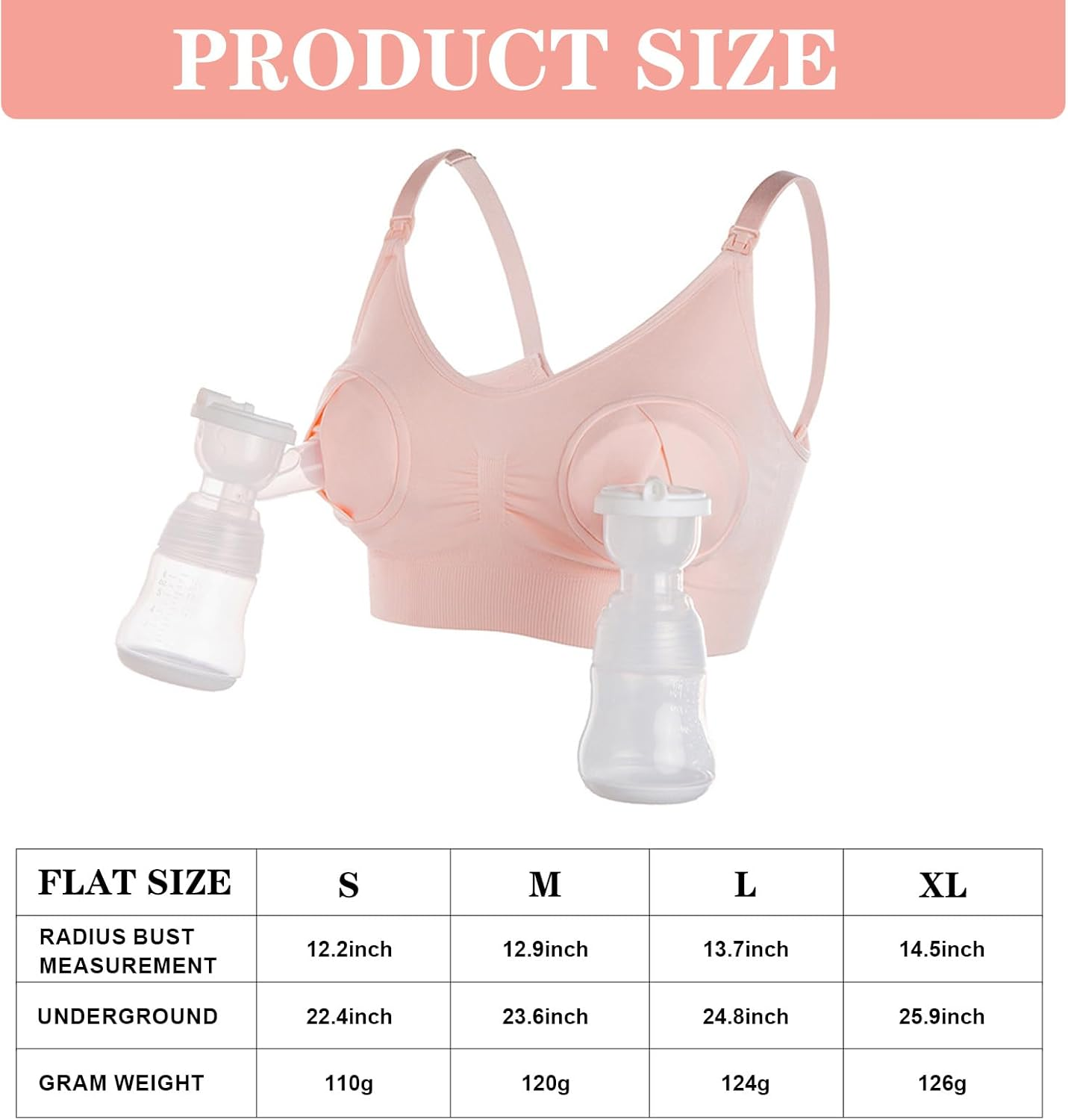 Nursing Bra for Breastfeeding, Adjustable Wireless Maternity Bra with Extra Extenders, Hands Free Pumping Bra Spectra for Breast Pumps（Pink） image number 4