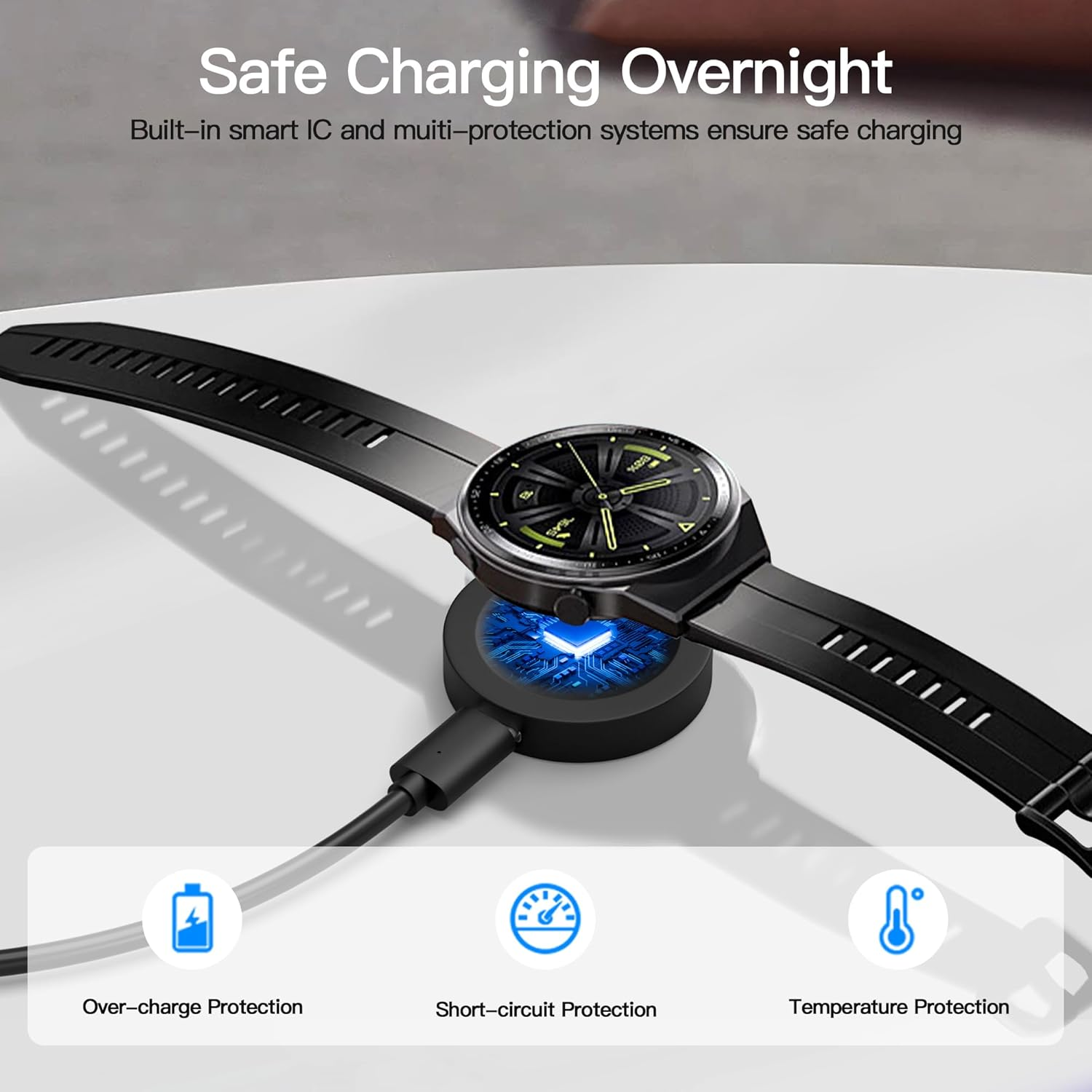 AWINNER Charger Compatible with Huawei Watch Charger Cable,Smartwatch Replacement USB Adapter Charge Cord Magnetic Charging Dock (Black 1 Pack)