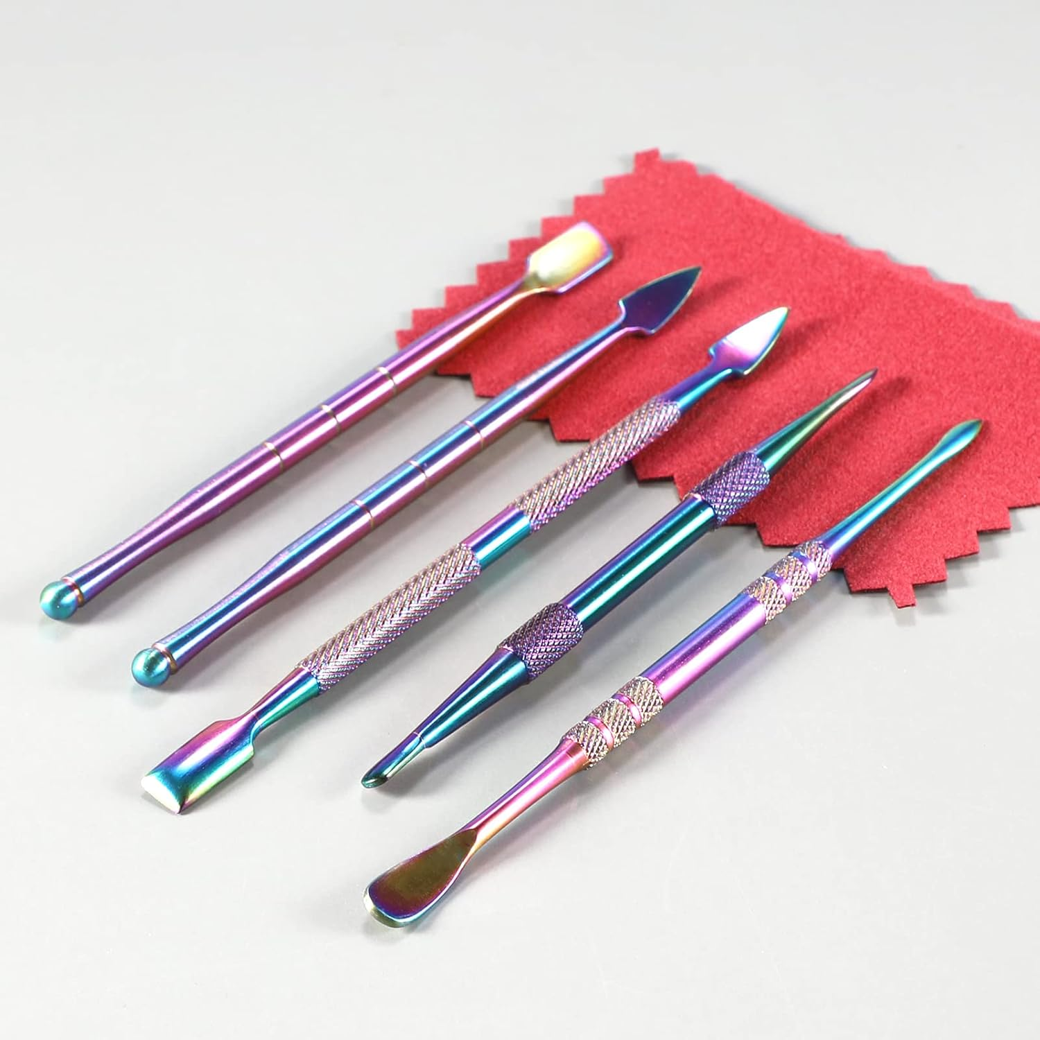 5Pcs Wax Carving Tools with Polishing Cloth Stainless Steel Wax Sculpting Kit Double Ended Colorful Tool