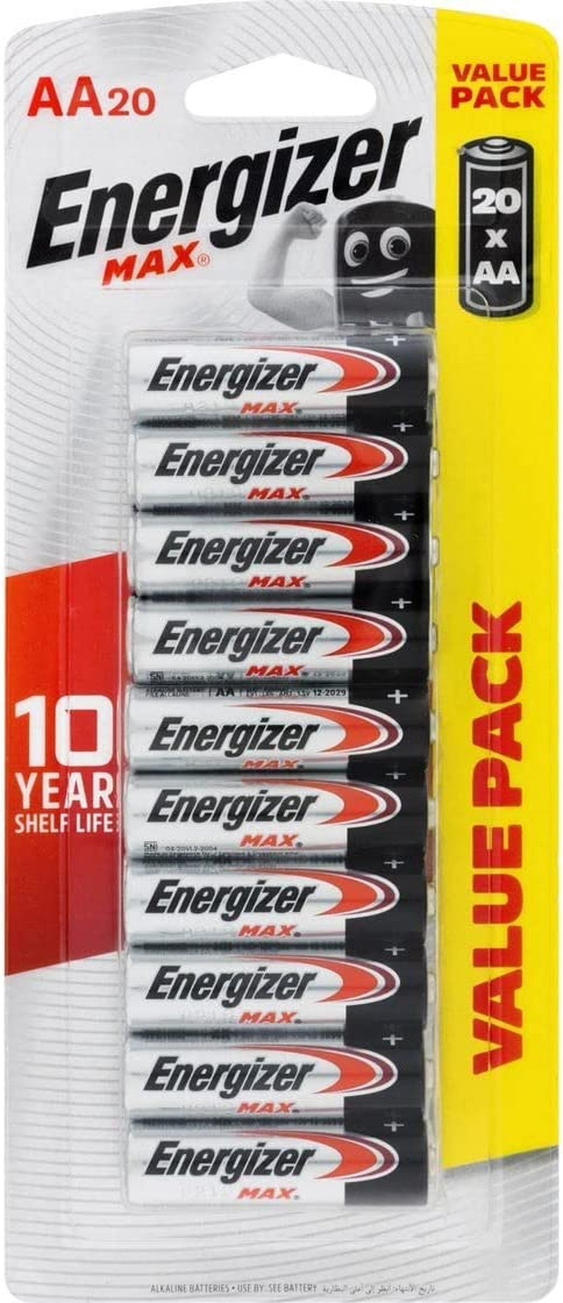 Energizer Max AA Alkaline Batteries, 1.5V Mercury-Free & Leak Resistant, Longer Lasting Power & Better Performance, 10 Year Shelf Life, 20 Pack image number 1