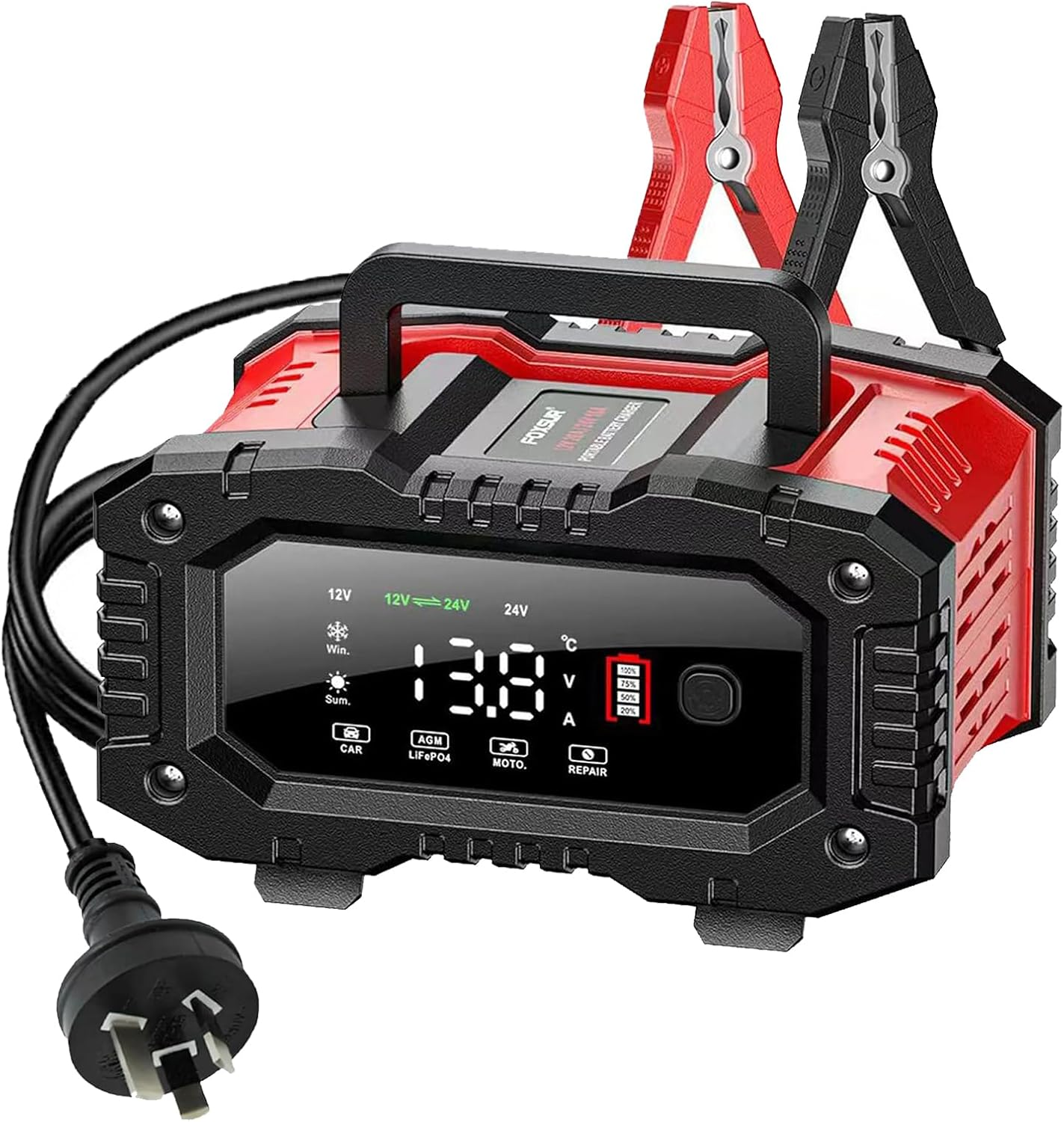 Smart Car Battery Charger AU Plug for 12V 20A / 24V 10A Motorcycle Truck Lawn Mower Lead Acid AGM Gel Lifepo4 Batteries Tender Automotive Fast Pulse Repair Trickle Chargers Maintainer image number 6