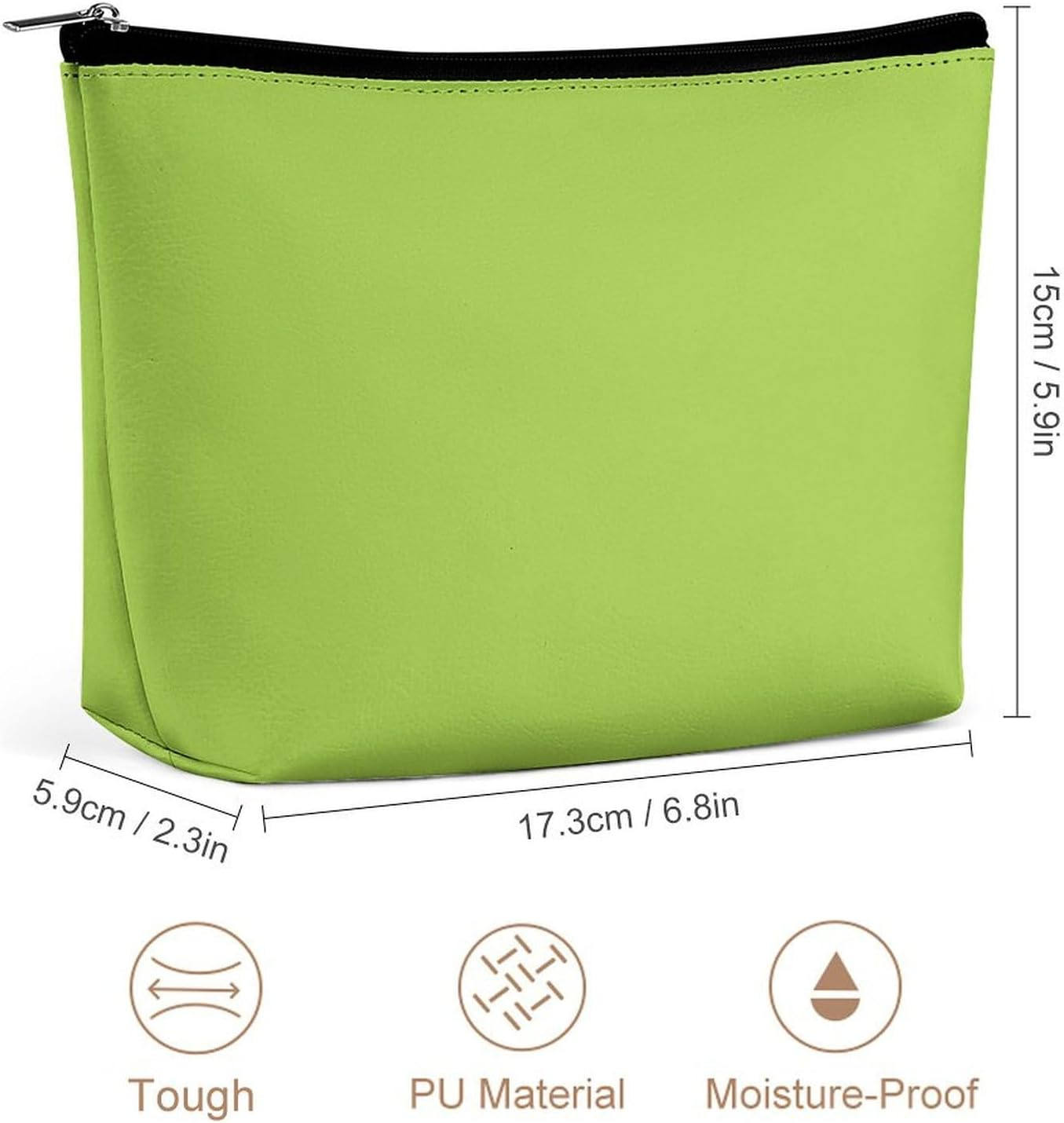Travel Makeup Bag, Cosmetic Bags for Women Large Capacity Waterproof Toiletry Pouch Make up Organizer, Solid Lime Green, 6.8 X 5.9 X 2.3 Inches, Solid Lime Green image number 5