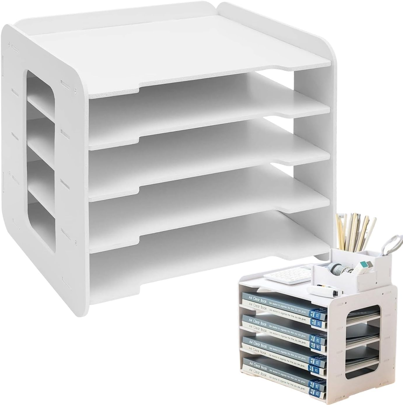 Evnbhgyu Desk Letter Tray | Strong Load Bearing File Holder - Desktop Accessories, Classroom Organization and Storage for Desk Supplies, Notes, Pens image number 4