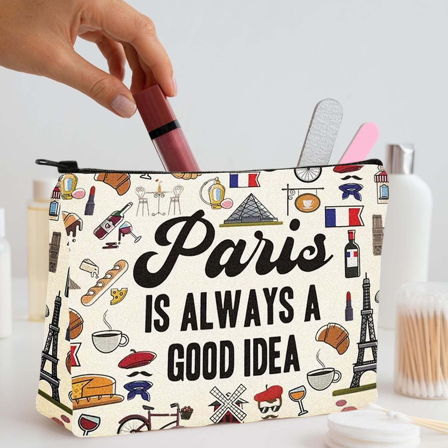 2 Pieces Cartoon Printed Storage Bag, Funny Makeup Bag, Driving Bag, Multifunctional Storage Bag image number 5