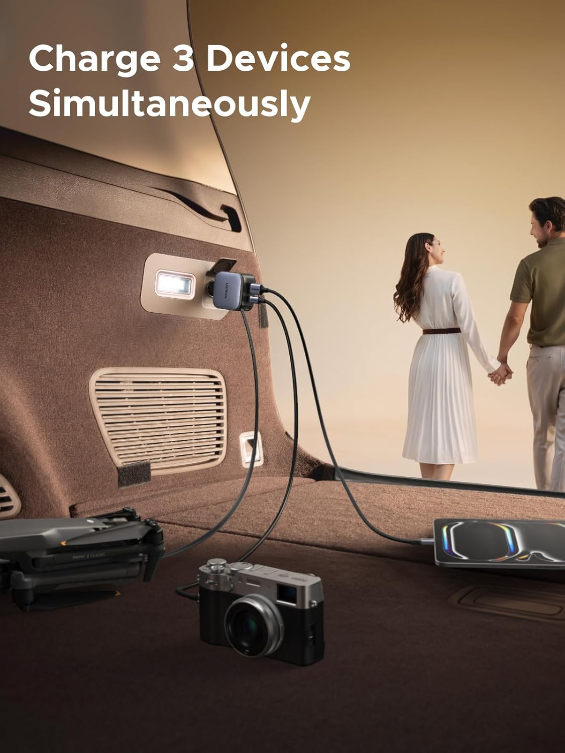 UGREEN 60W 2C1A Car Charger with Retractable Cable, 3-Port Fast Charger with 30W PD USB-C, USB-A, Cigarette Lighter Adapter for Iphone 17/16/15, Galaxy S25/S24, Ipad, GPS, 12V Car Accessories image number 1