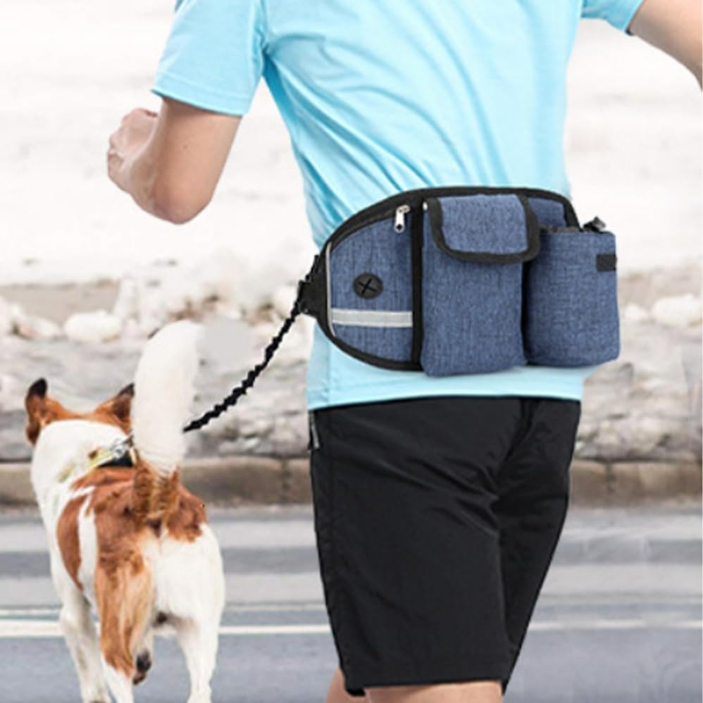 Dog Treat Pouch with Waist Bag for Walking Small Medium Large Dogs, Hands Free Dog Leash with Multi Pouches with Water Bottle Holder, for Walking, Running, Hiking, Upgraded Multifunctional image number 3