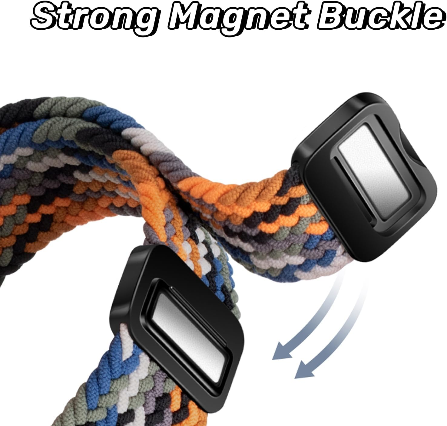 Gratulatio Compatible with Apple Watch Strap 42Mm 41Mm 40Mm 38Mm, Elasticated Magnetic Nylon Strap Band for Iwatch Series 10/9/8/7/6/5/4/SE/SE 2 Men Women Midnight Blue image number 2