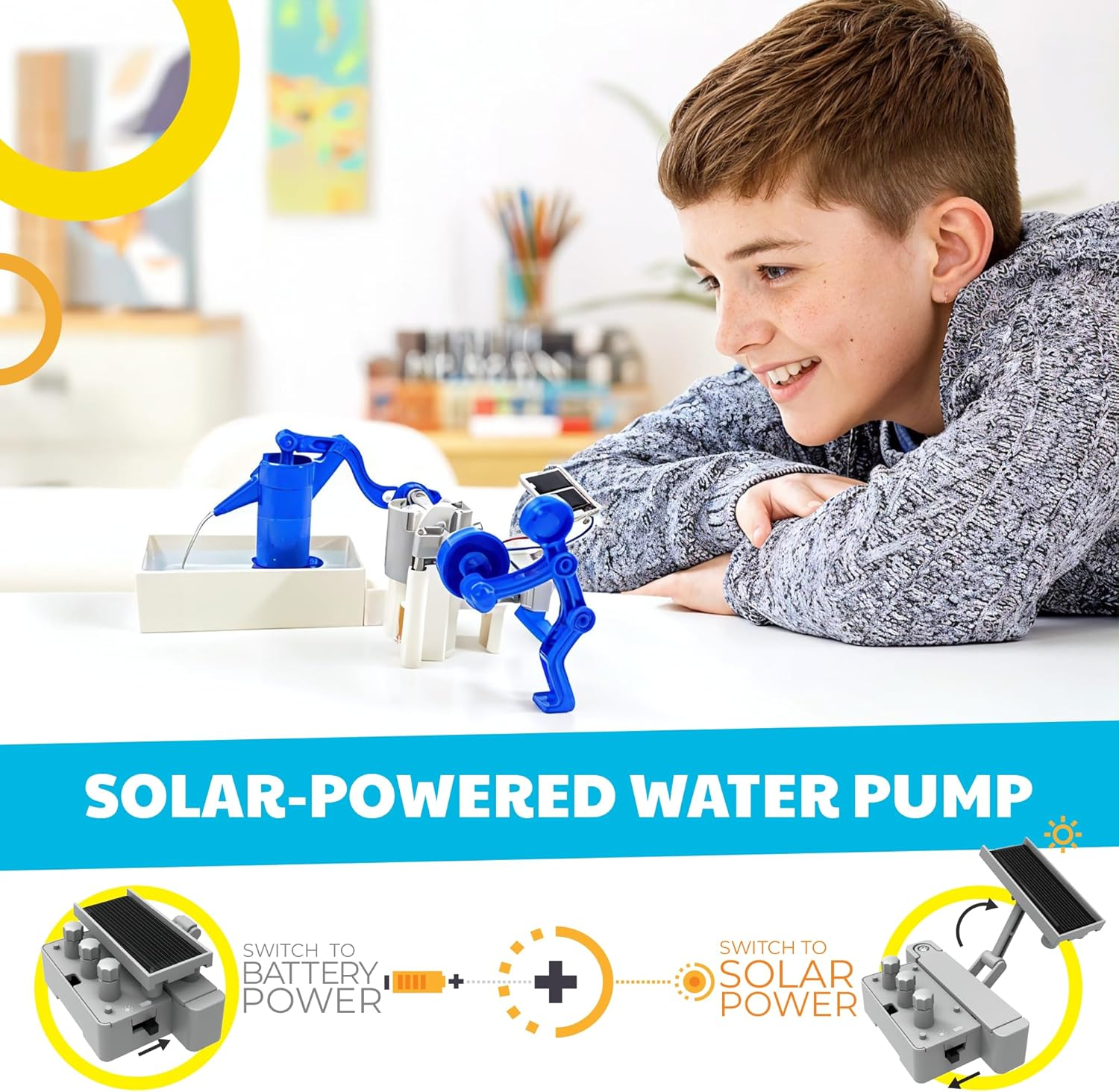 4M Green Science Water Pump, Solar Powered Hybrid Toy, Fun for All Ages, Learning Resource image number 1