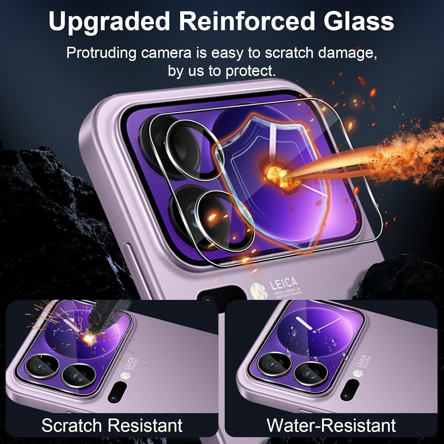 Xunzii Pack of 2 Camera Protection for Xiaomi Mi 17 Pro Max for Tempered Glass, 9H Hardness Anti-Scratch Lens Protective Film, HD Clear Lens Glass Film, Anti-Scratch Rear Camera Protection image number 4